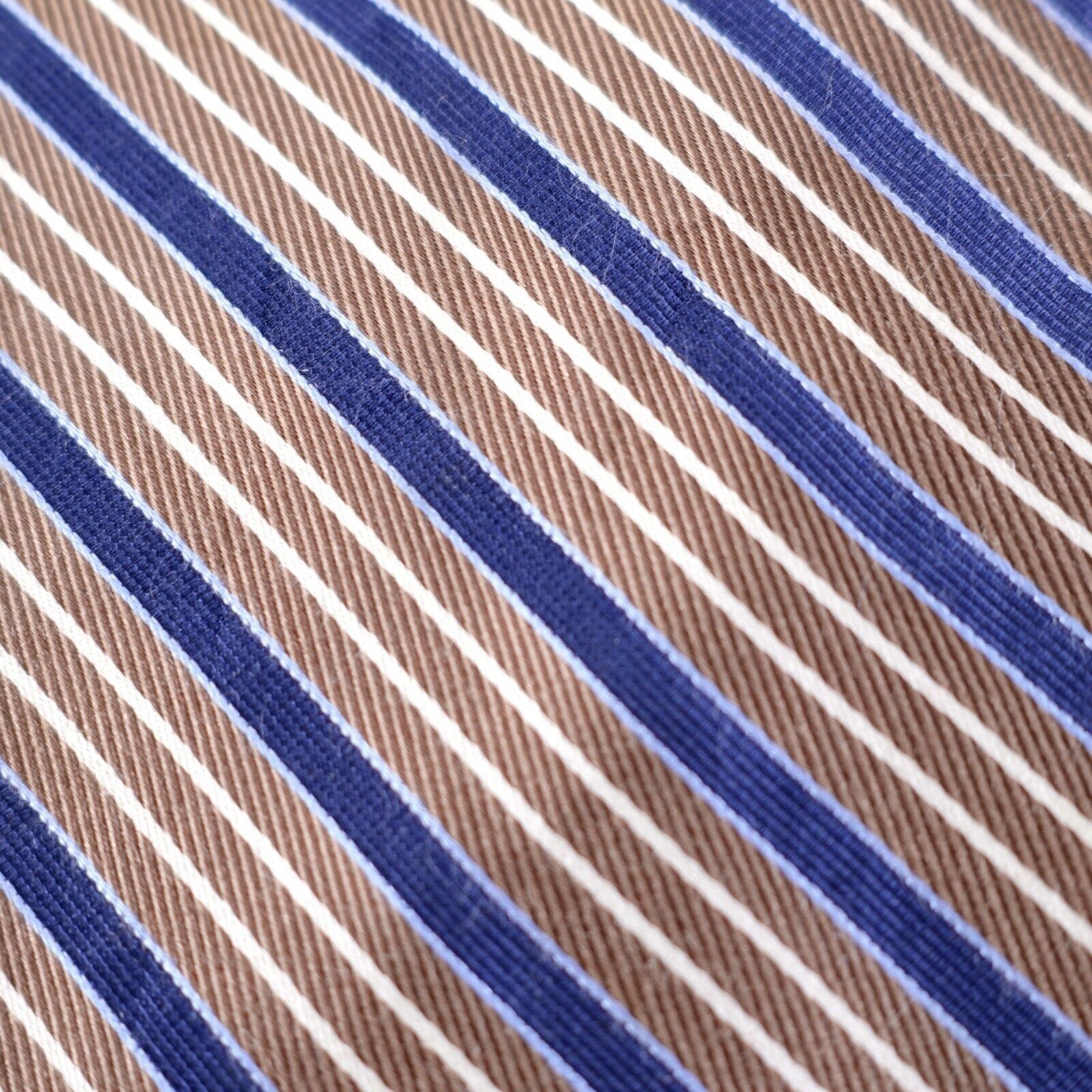 Nautica Nautica Brown Blue Striped Woven Silk Tie Size ONE SIZE - 2 Thumbnail