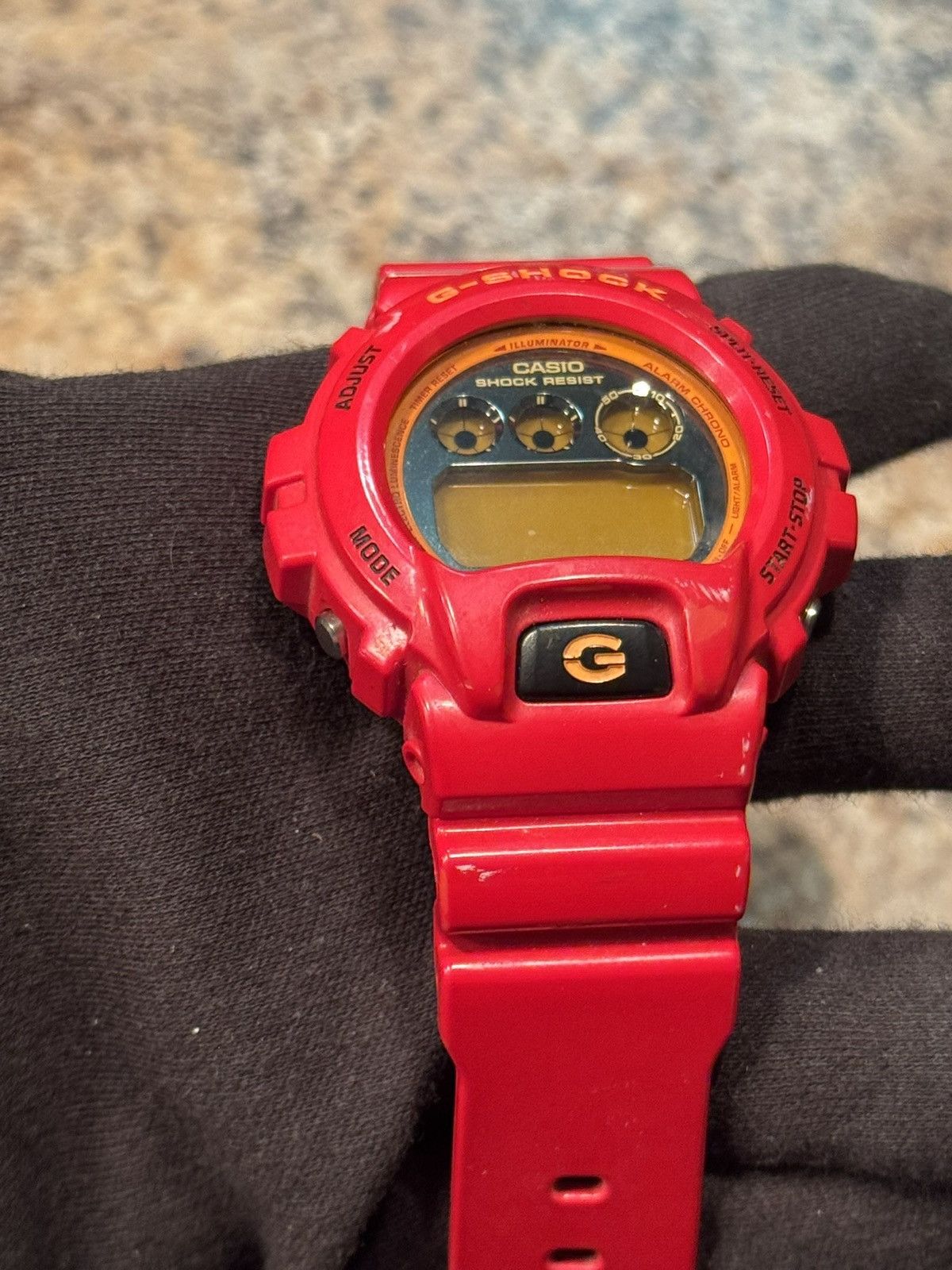 G Shock Casio G-Shock DW-6900 Red Gold Triple Graph Digital Watch Size ONE SIZE - 3 Thumbnail