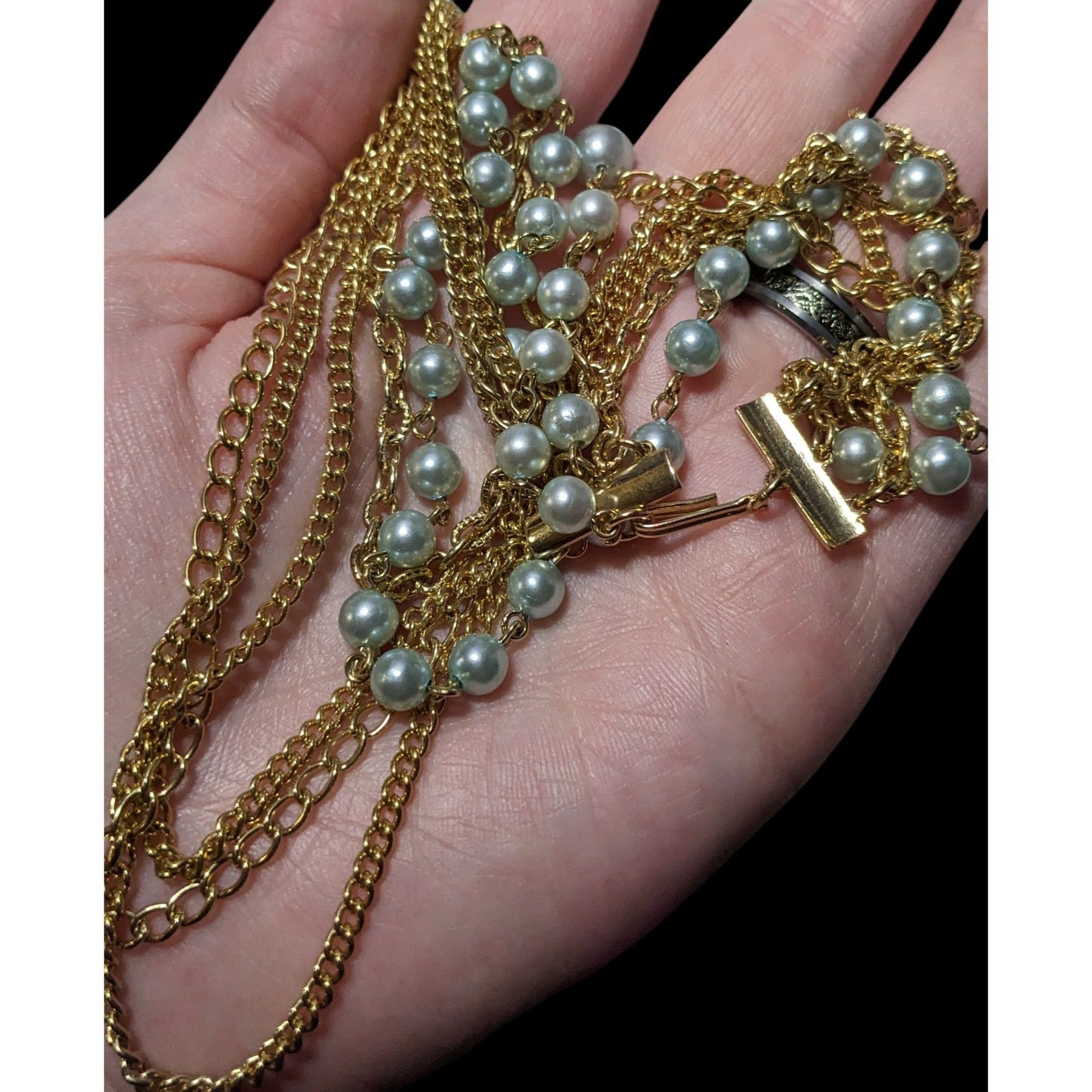Other Vintage Pastel Blue And Gold Multilayer Necklace Size ONE SIZE - 4 Thumbnail