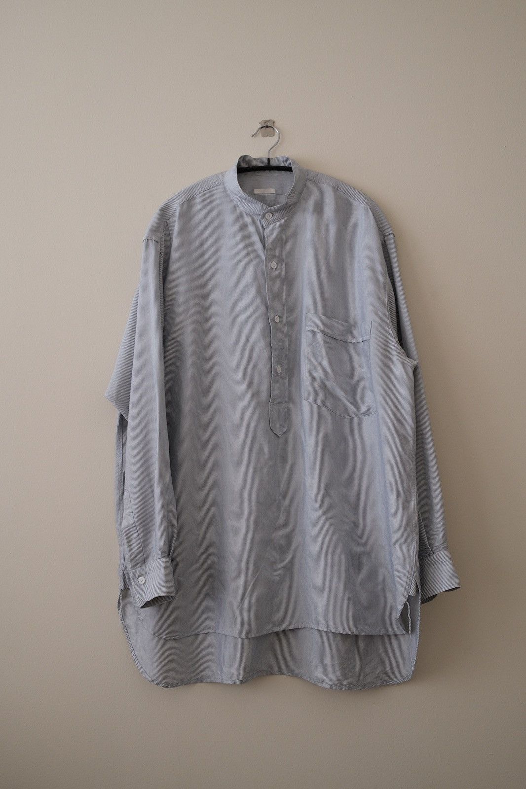 COMOLI Wool silk pullover shirt , Navy – Navyblue