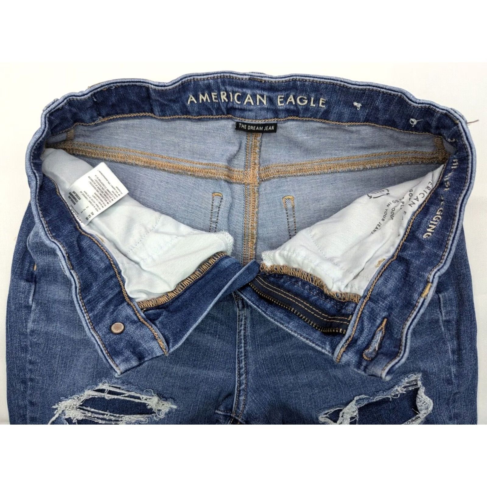 American Eagle Outfitters American Eagle Outfitters Dream Jean Jeans Jegging Distressed 90s Blue 24x27.5 Womens Regular High Rise XSmall? Size 26" / US 2 / IT 38 - 7 Thumbnail