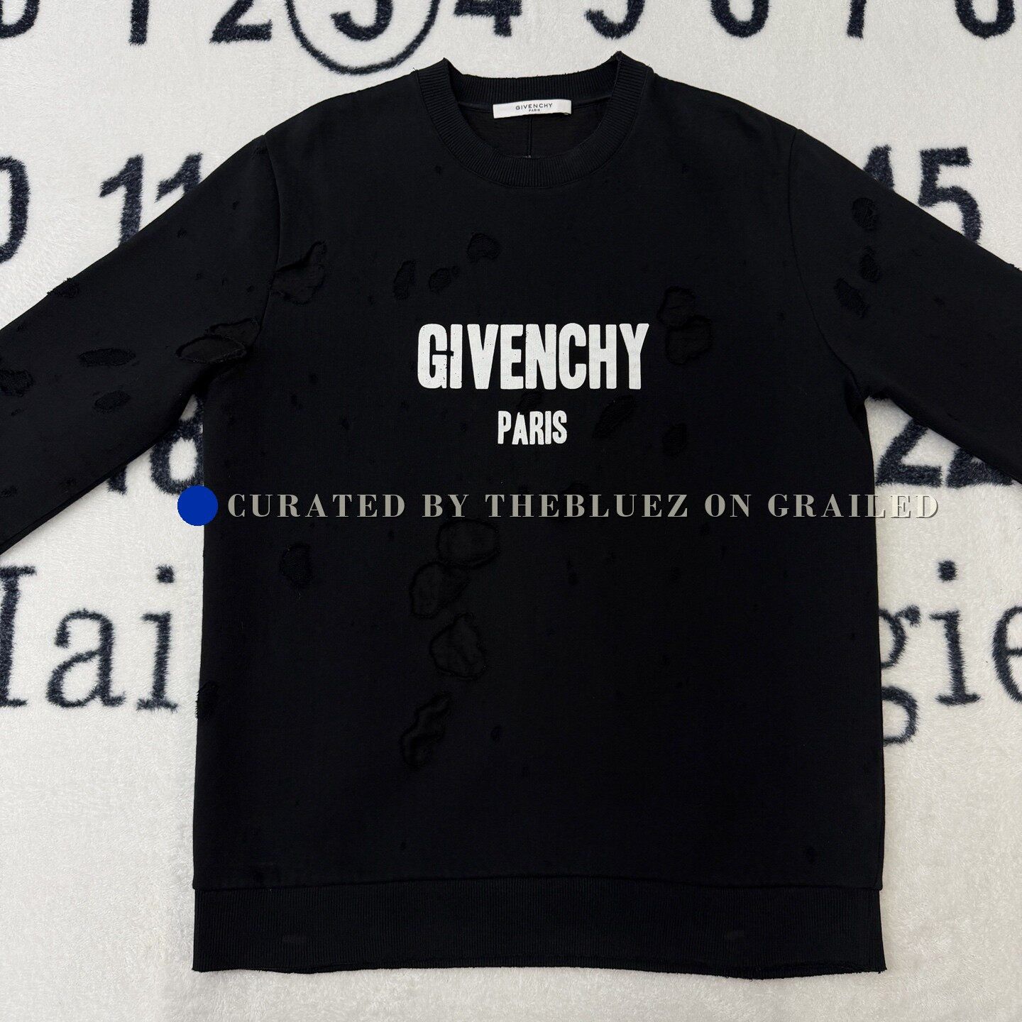 Givenchy Givenchy Black Distressed Crewneck Sweatshirt Size US L / EU 52-54 / 3 - 1 Thumbnail