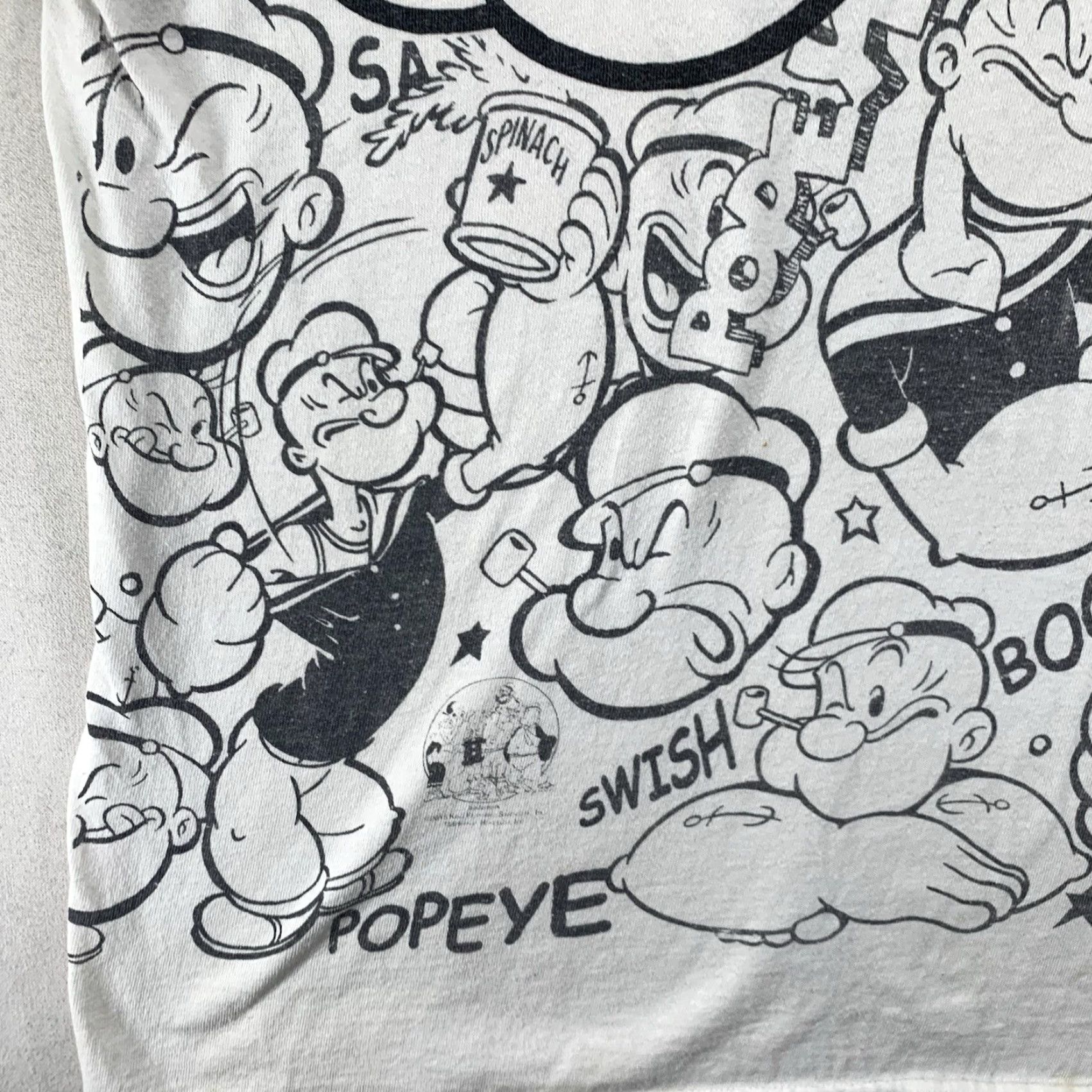 Liquid Blue Liquid Blue Popeye Shirt Mens Large White Graphic T-Shirt 90s Cartoon Slim Fit Size US L / EU 52-54 / 3 - 6 Thumbnail