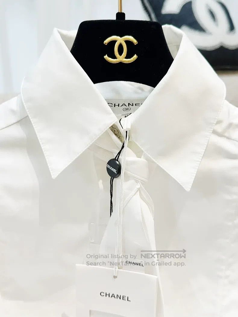 Chanel Chanel 20P white diamond buckle streamer shirt Size XS / US 0-2 / IT 36-38 - 4 Thumbnail