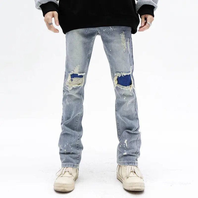 Japanese Brand Straight leg ripped jeans Size US 30 / EU 46 - 1 Thumbnail