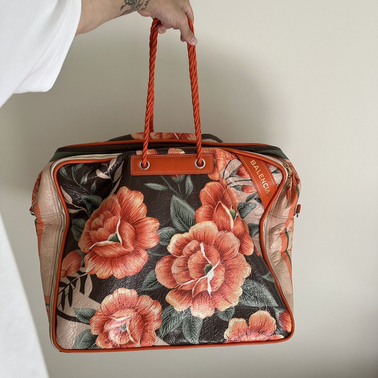 image of Balenciaga 2017 Blanket Bag Large in Orange, Men's