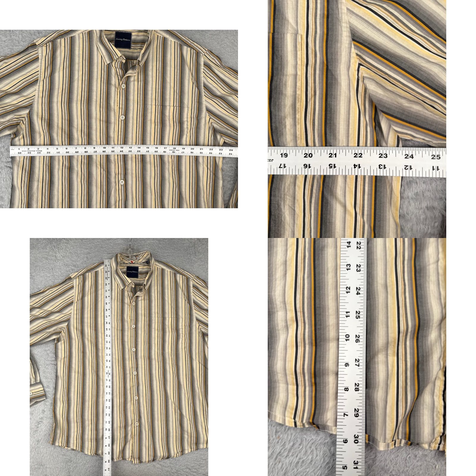 Tommy Bahama Tommy Bahama Shirt Men Extra Large Yellow Stripe Button Pima Cotton Long Sleeve Size US XL / EU 56 / 4 - 8 Thumbnail