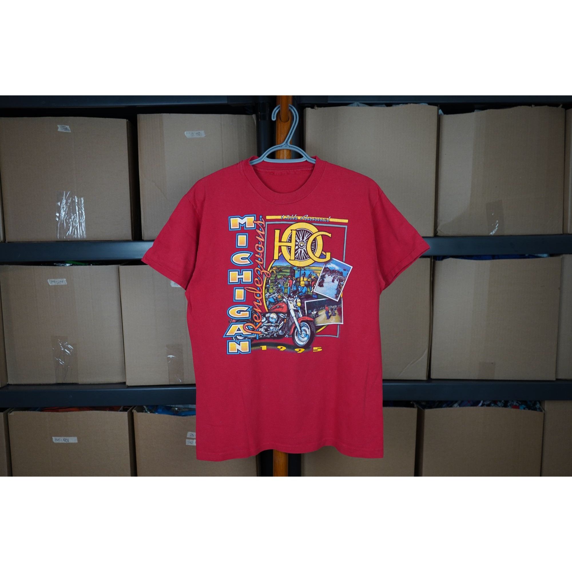 Vintage Men's M Red Vintage Michigan Bikers Event Tshirt 90s #440 Size US M / EU 48-50 / 2 - 1 Thumbnail