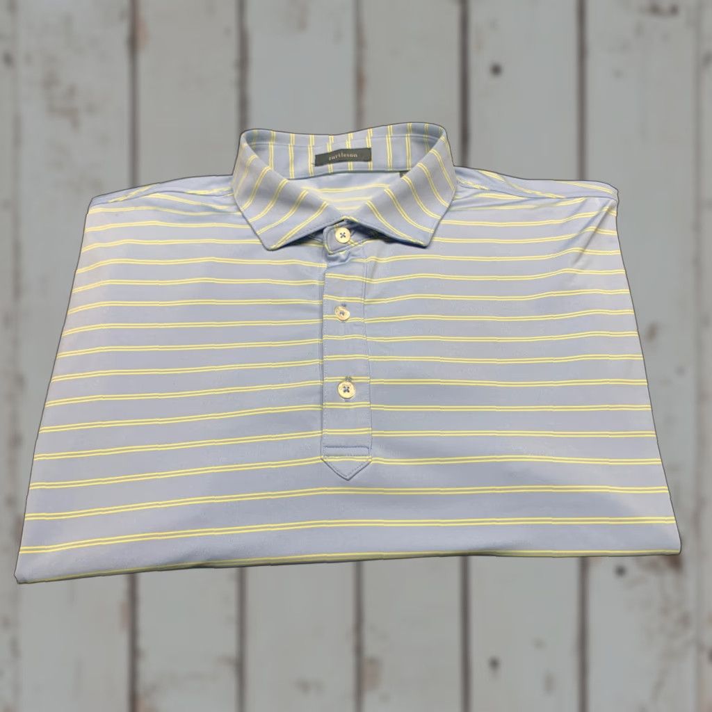 Vintage VINTAGE Turtleson Golf Polo Shirt Blue Yellow Stripe Short Sleeve Adult XL Athletic Mens Size US XL / EU 56 / 4 - 1 Thumbnail