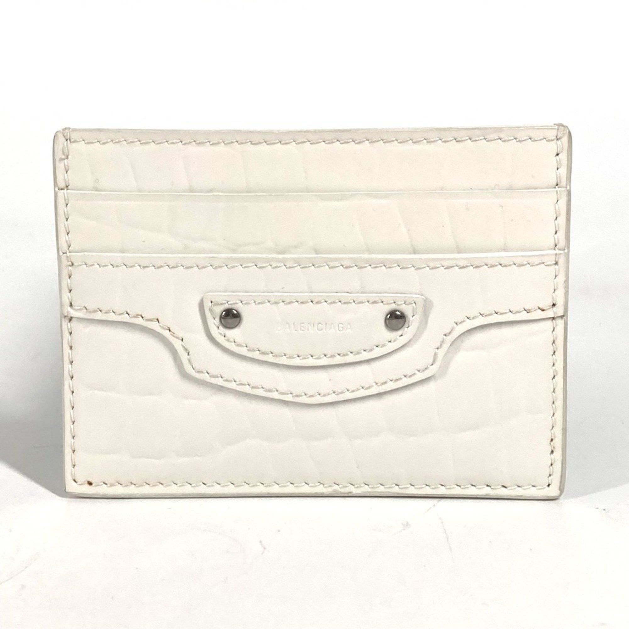 Balenciaga BALENCIAGA 640109 Logo Business Card Case, Pass Crocodile Embossed Leather, Men's, White Size ONE SIZE - 1 Thumbnail