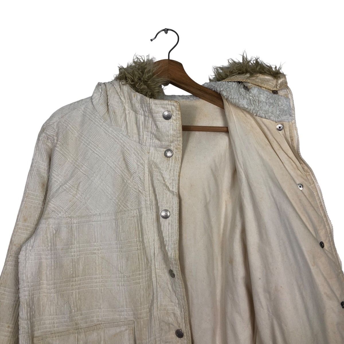 Japanese Brand 📌Vtg Corduroy Bomber Jacket Ocean Pacific Mink Fur Hoodie Size US L / EU 52-54 / 3 - 14 Thumbnail