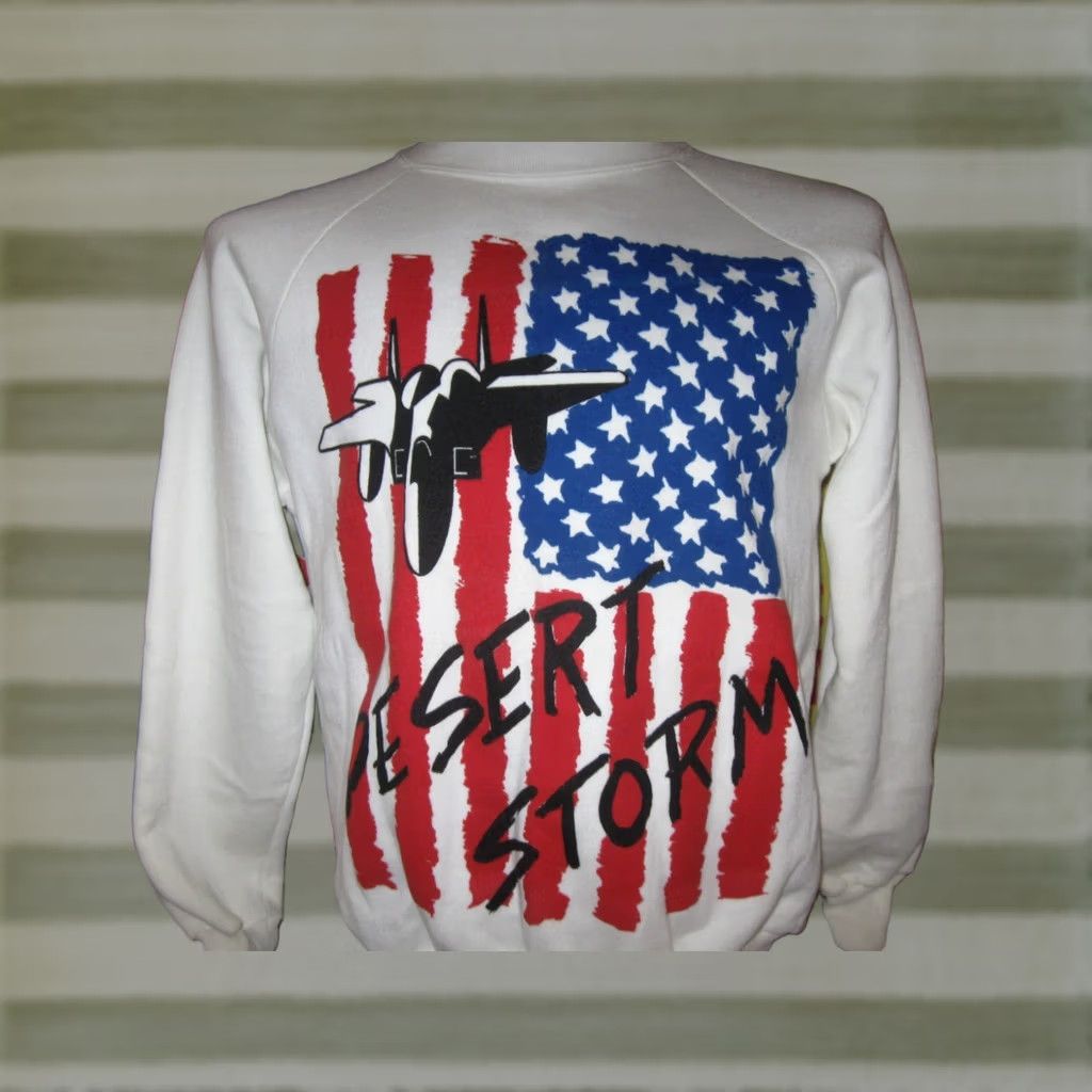 Vintage OPERATION DESERT STORM vintage Sweatshirt Men’s XL Military USA Aerial Graphic Print 90s GULF WAR Lions Mens Size US XL / EU 56 / 4 - 1 Thumbnail