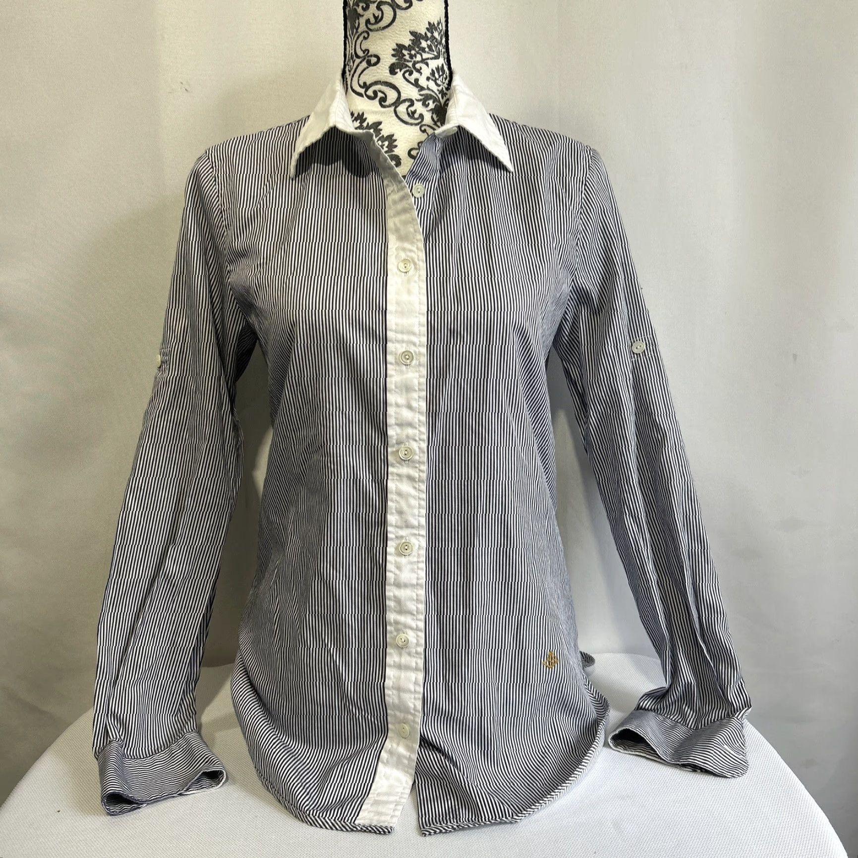 J.Crew J.Crew Button-Up Shirt Women’s Size 2 Long Sleeve Blue White Striped Shirt Long Sleeves Women Size XS / US 0-2 / IT 36-38 - 2 Thumbnail