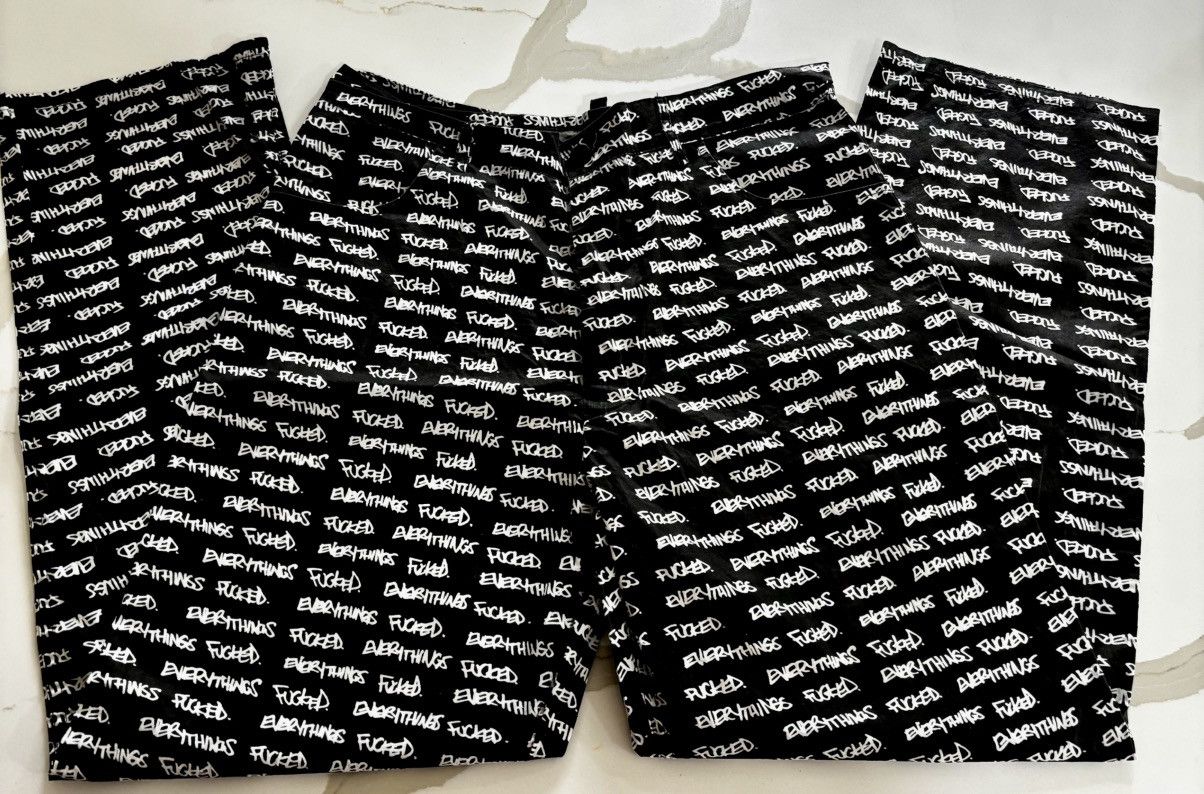 ineverheardofyou INEVERHEARDOFYOU - “Everything’s Fucked” Pants Size US 32 / EU 48 - 1 Thumbnail