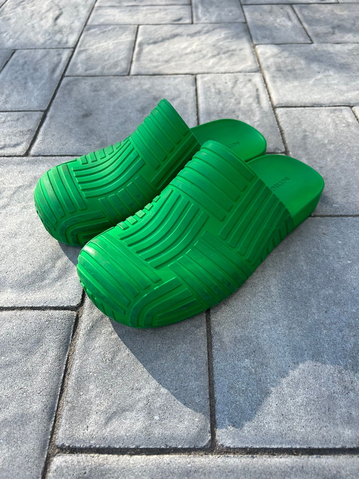 Pre-owned Bottega Veneta Rubber Slip Ons Shoes In Green
