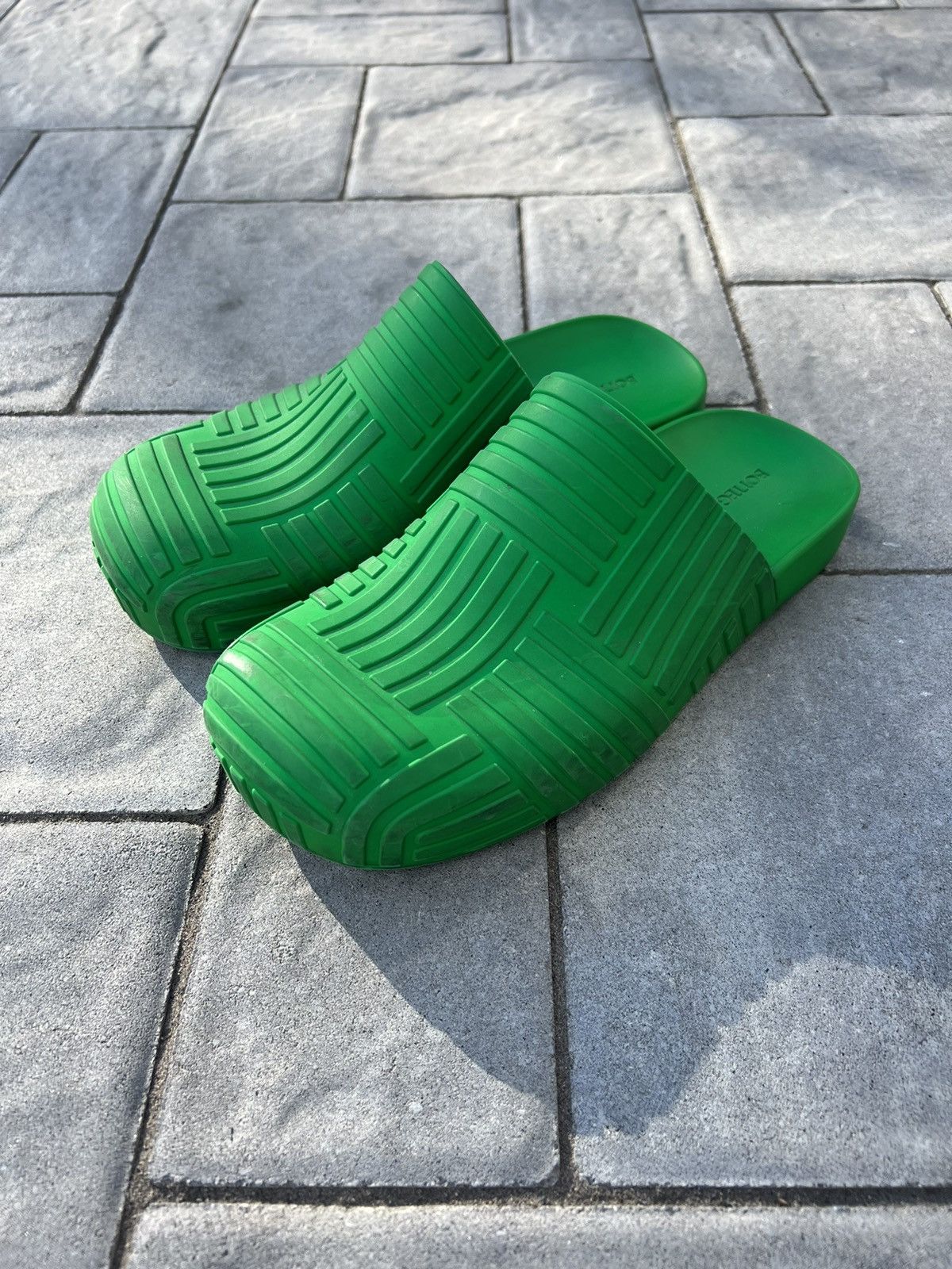 image of Bottega Veneta Rubber Slip Ons Shoes in Green, Men's (Size 10)