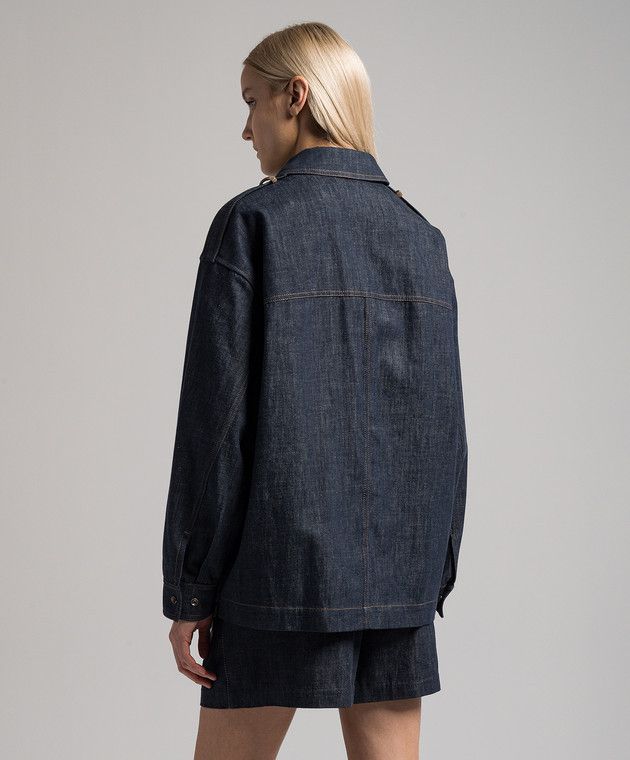 Brunello Cucinelli o1w1db10825 Denim Shirt in Dark Blue Size XL / US 12-14 / IT 48-50 - 3 Thumbnail