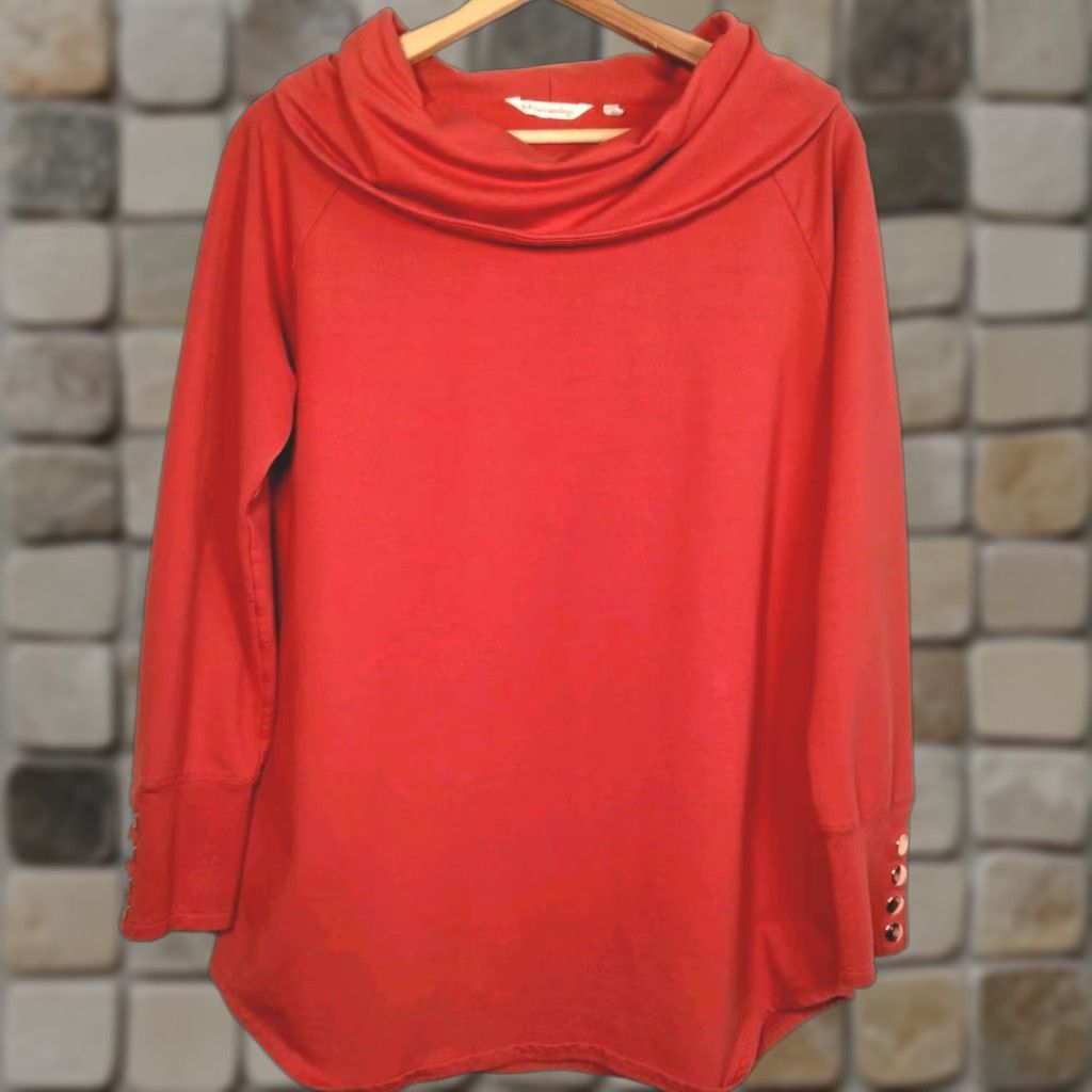 Soft Surroundings Soft Surroundings Tunic Shirt Women M Orange Long Sleeve High Neck Casual Pullover Knit Cotton Modal Spandex Regular Everyday Classic Comfort 90s? Size M / US 6-8 / IT 42-44 - 1 Thumbnail
