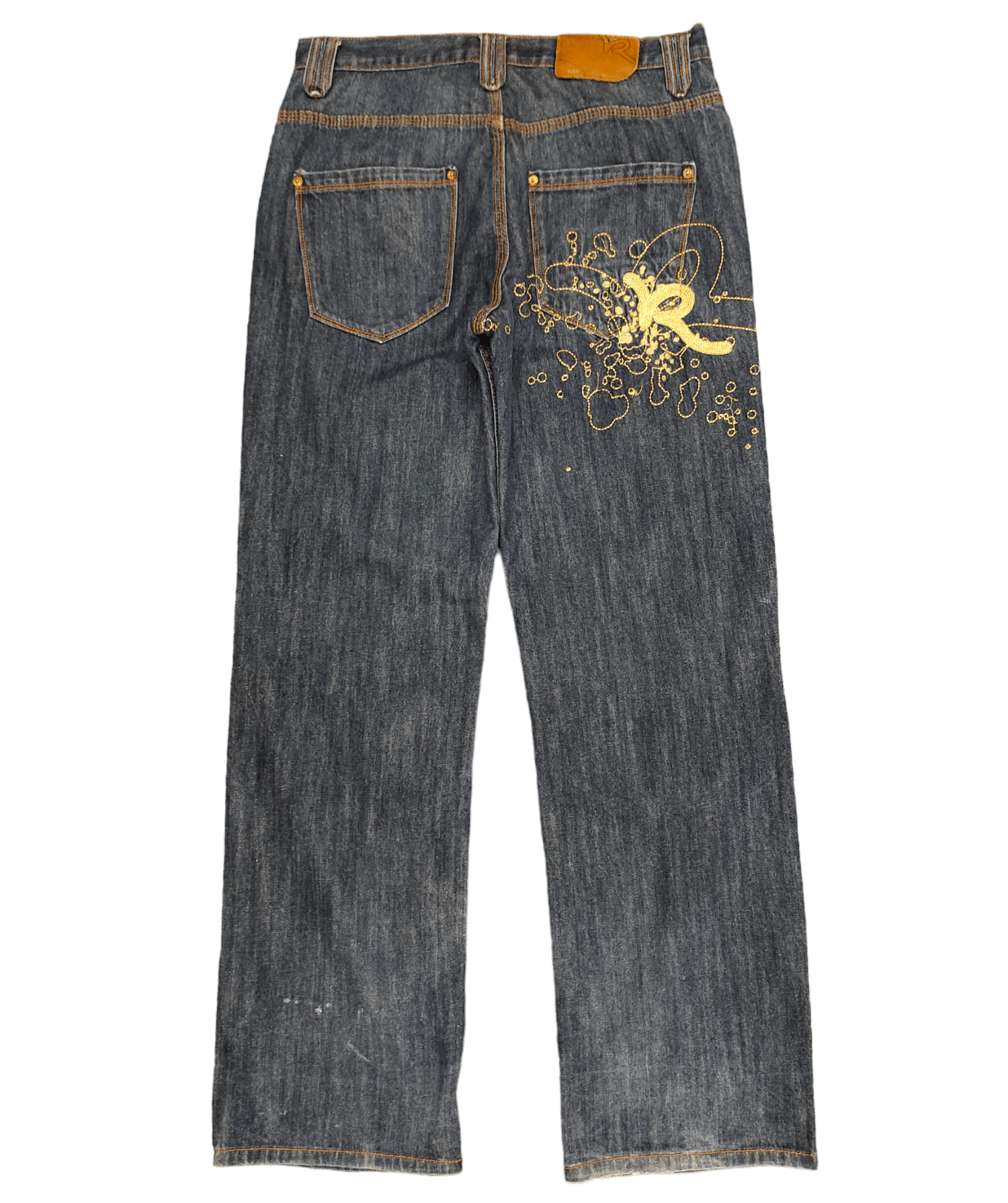 Rocawear Baggy Jean Rocawear Gold Embroidered Wide Leg Denim Y2k Jnco Size US 32 / EU 48 - 2 Thumbnail