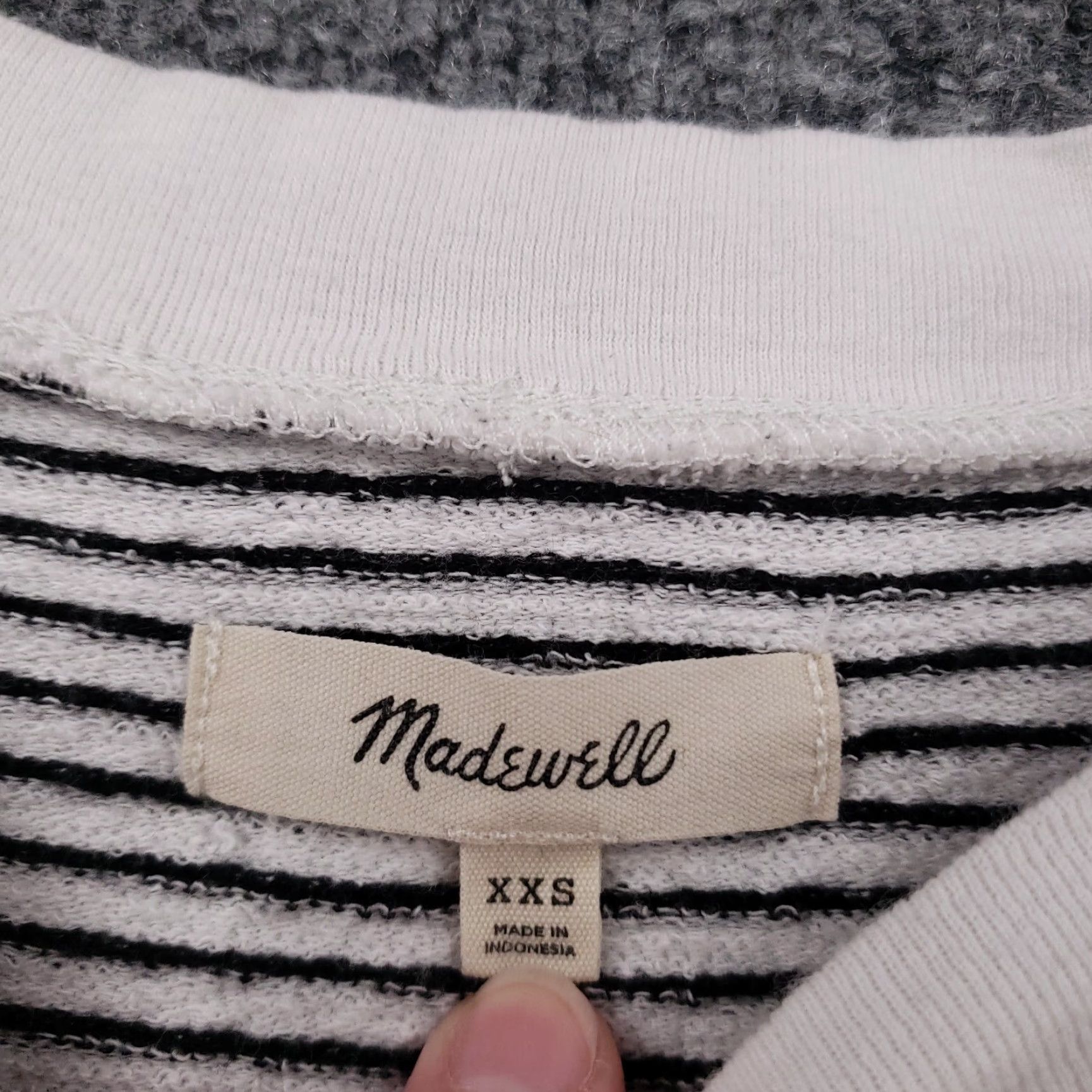 Madewell Madewell Sweatshirt Womens 2XS XXS Gray Striped Terry Raglan Oversized Size XXS / US 00 / IT 34 - 4 Thumbnail