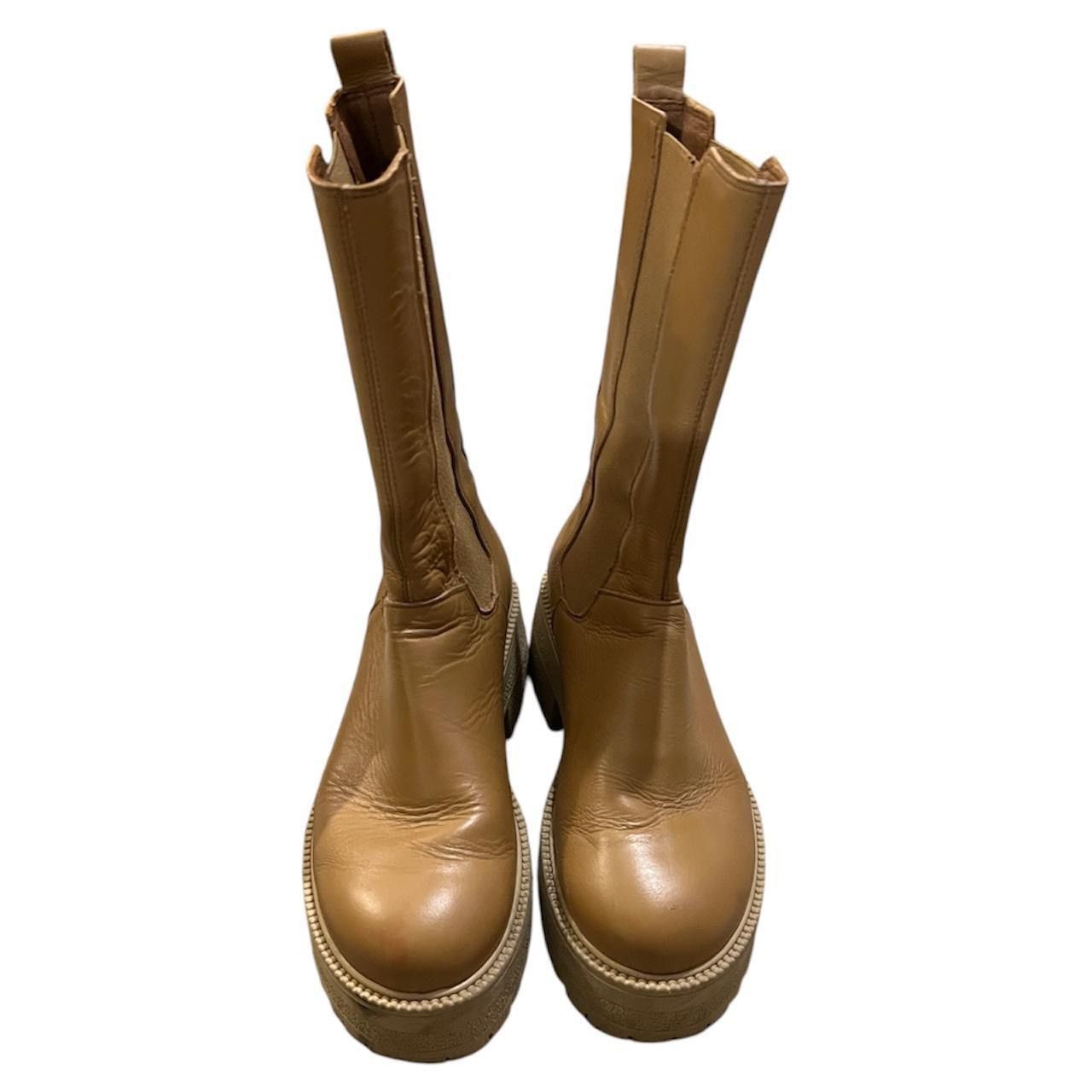 Other Tan leather rubber block platform boots Size US 8 / IT 38 - 7 Thumbnail