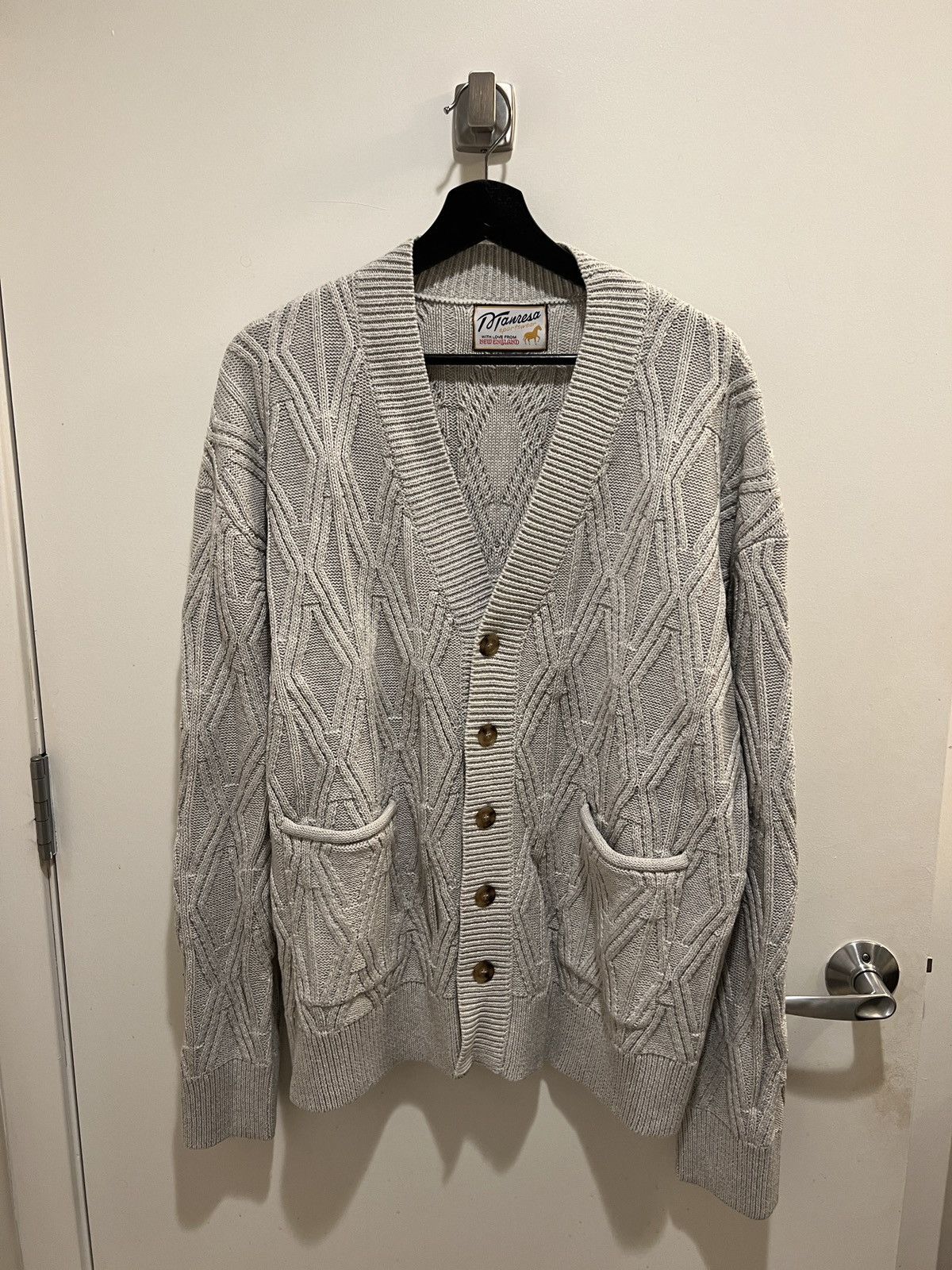 image of Manresa Oysterman Cardigan In Light Cement in Cement Grey, Men's (Size Large)