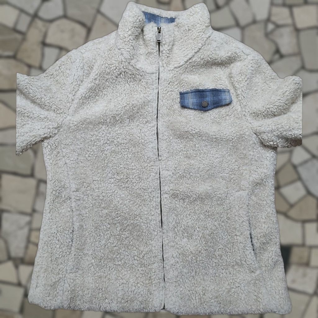 Pendleton Pendleton Fuzzy Zip Up Fleece Jacket Women Med Beige Front Pocket Plaid Accents Size M / US 6-8 / IT 42-44 - 1 Thumbnail