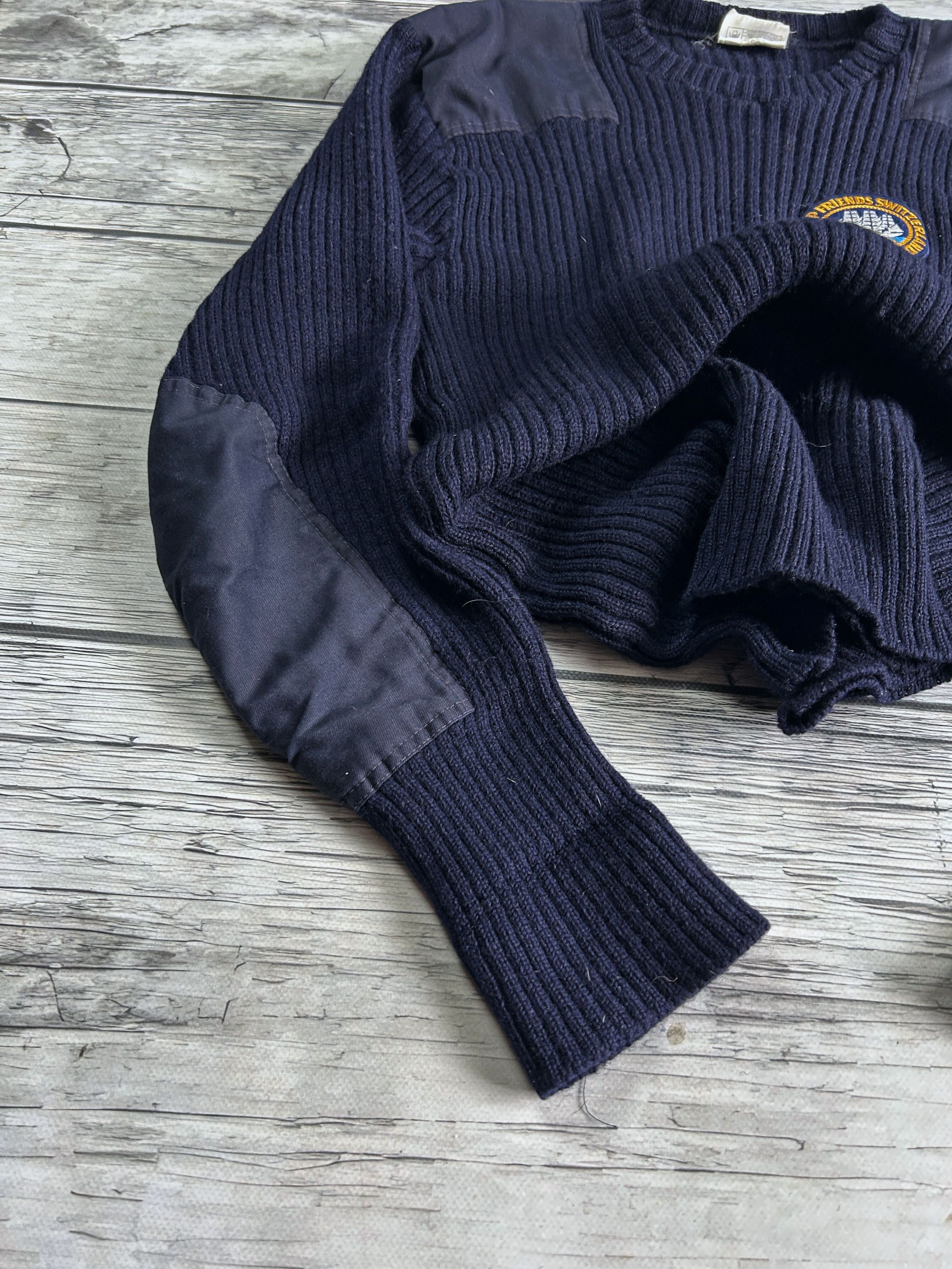 Japanese Brand Navy Military Wool Sweater Elbow Patch Vintage Naval Style Size US L / EU 52-54 / 3 - 2 Thumbnail