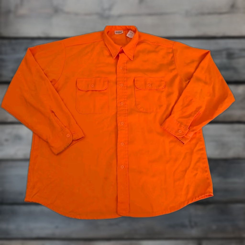Hunter VINTAGE Five Brother Long Sleeve Button Up Shirt Mens Hunter Orange USA Made XL Casual Workwear Shirts Size US XL / EU 56 / 4 - 1 Thumbnail