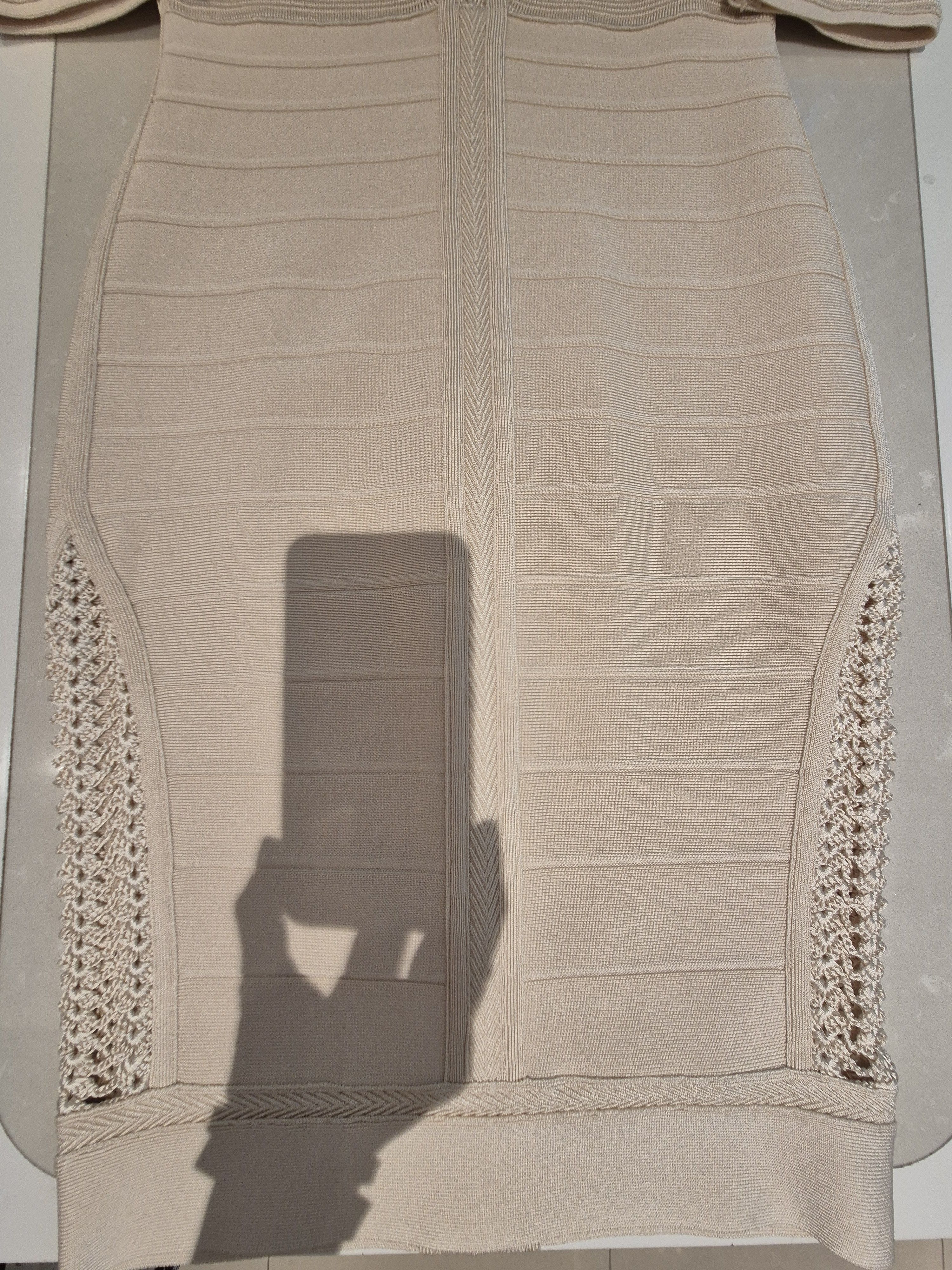 Herve Leger Cream Pointelle Bodycon Bandage Dress | Grailed