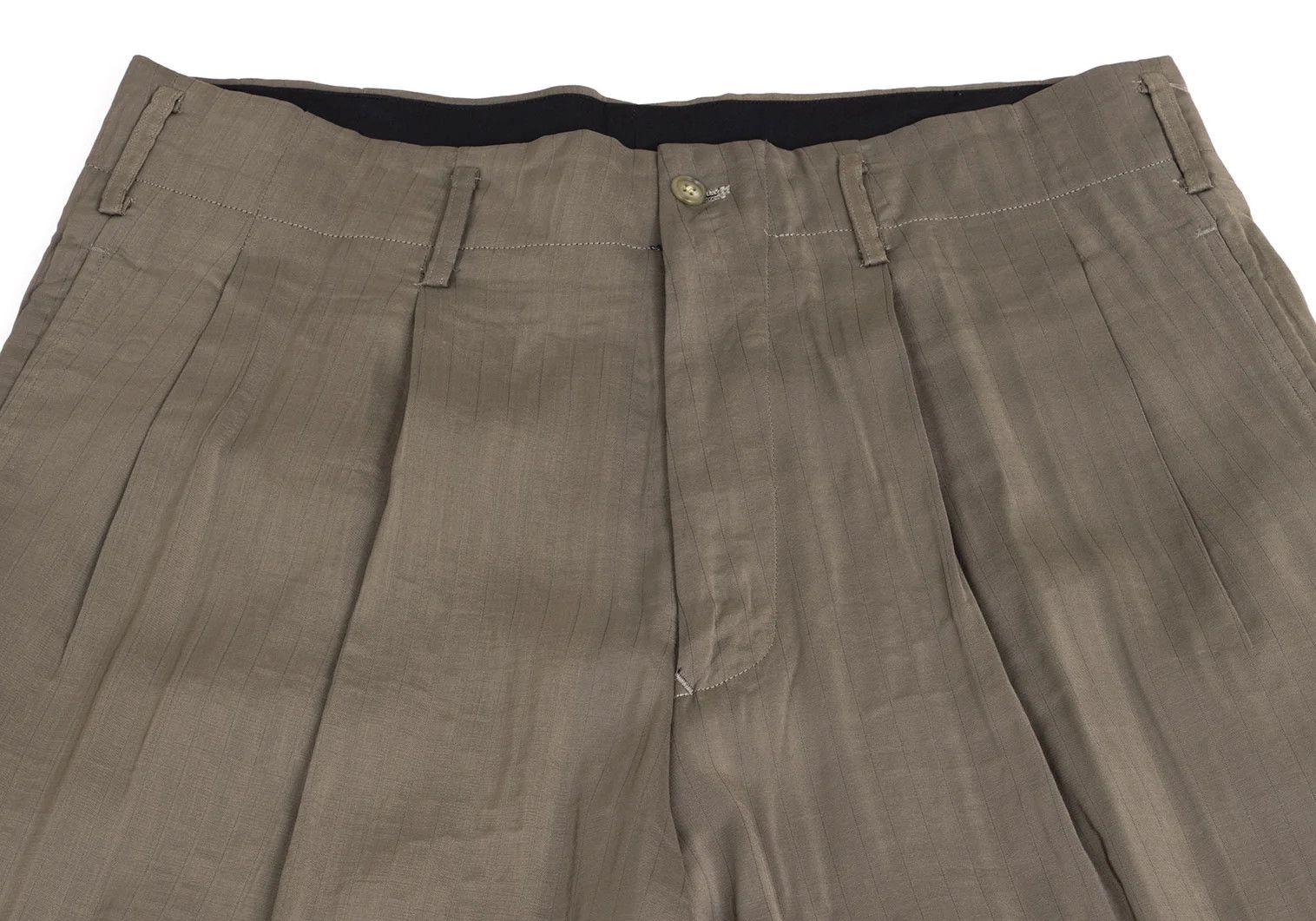 Yohji Yamamoto Yohji Yamamoto Rayon Cupro Stripe Pants Beige M Size US 34 / EU 50 - 2 Thumbnail