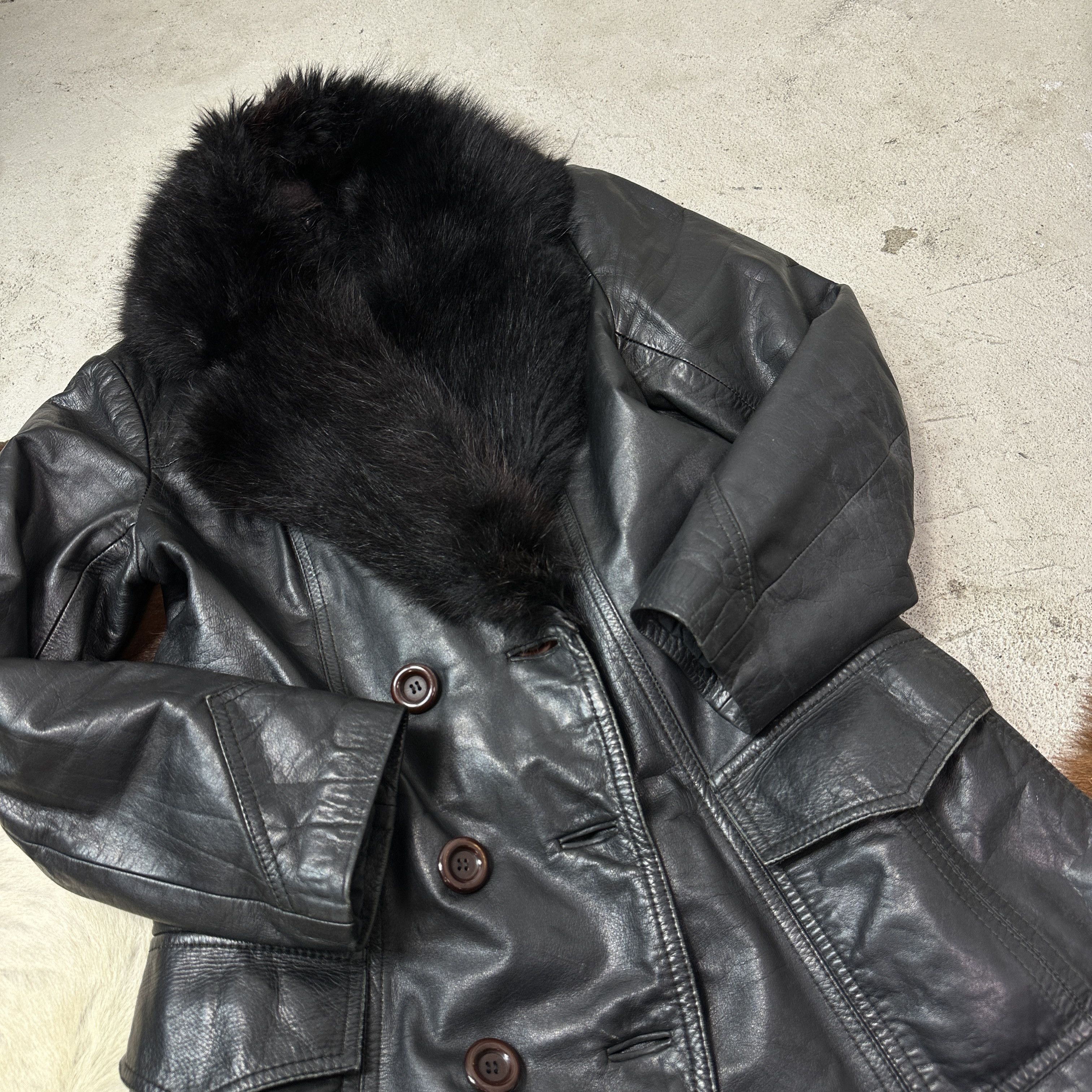 Vintage Vintage Leather Buttoned Buttoned Real Fur Collar Coat 90s Size M / US 6-8 / IT 42-44 - 8 Thumbnail