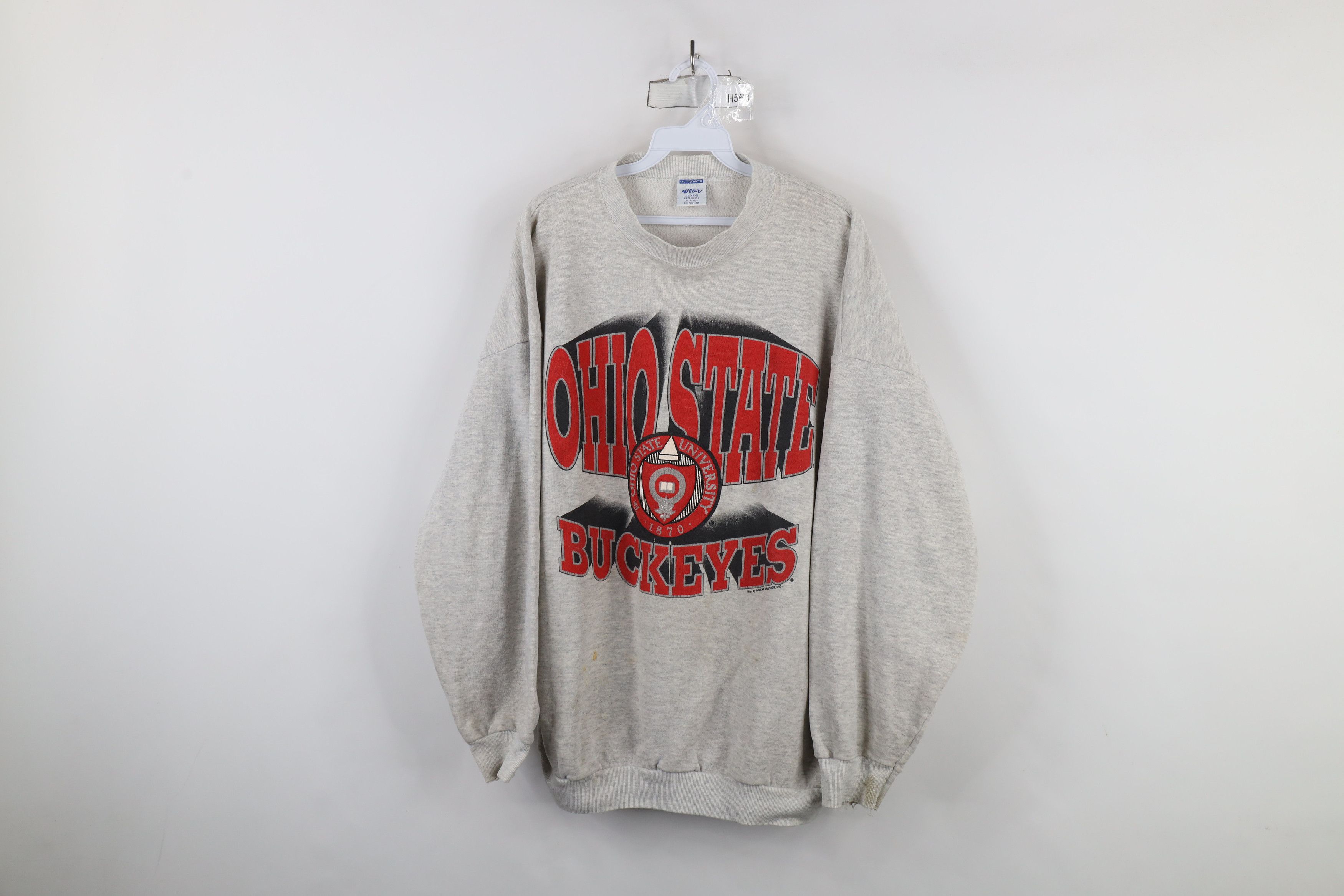 Vintage Vintage 90s Spell Ohio State University Sweatshirt Gray USA Size US XXL / EU 58 / 5 - 1 Thumbnail