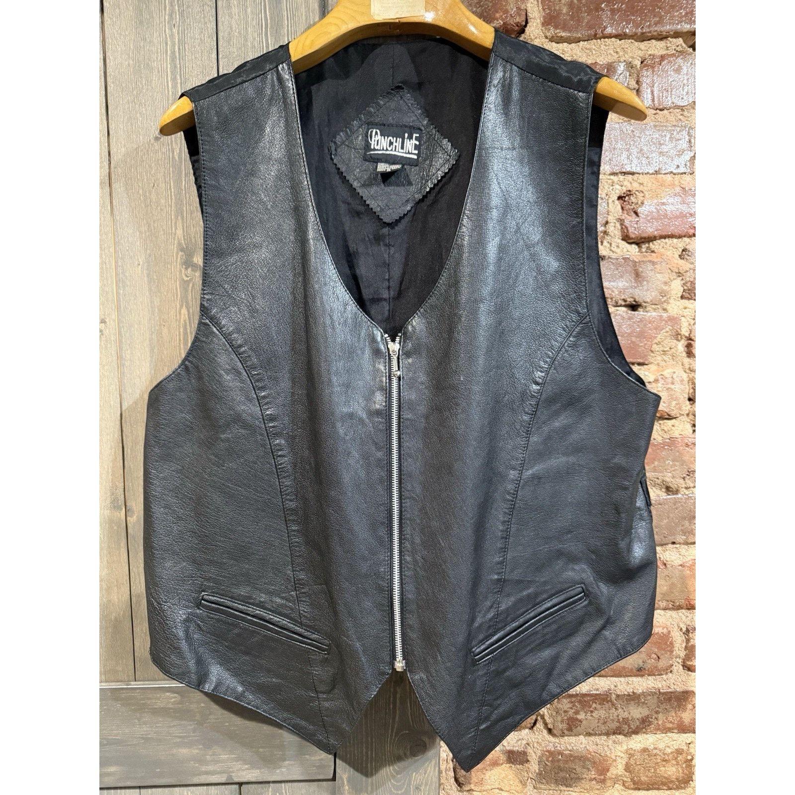 Other Vintage Black Genuine Leather Zippered Vest Moto Oversized M Size US M / EU 48-50 / 2 - 3 Thumbnail