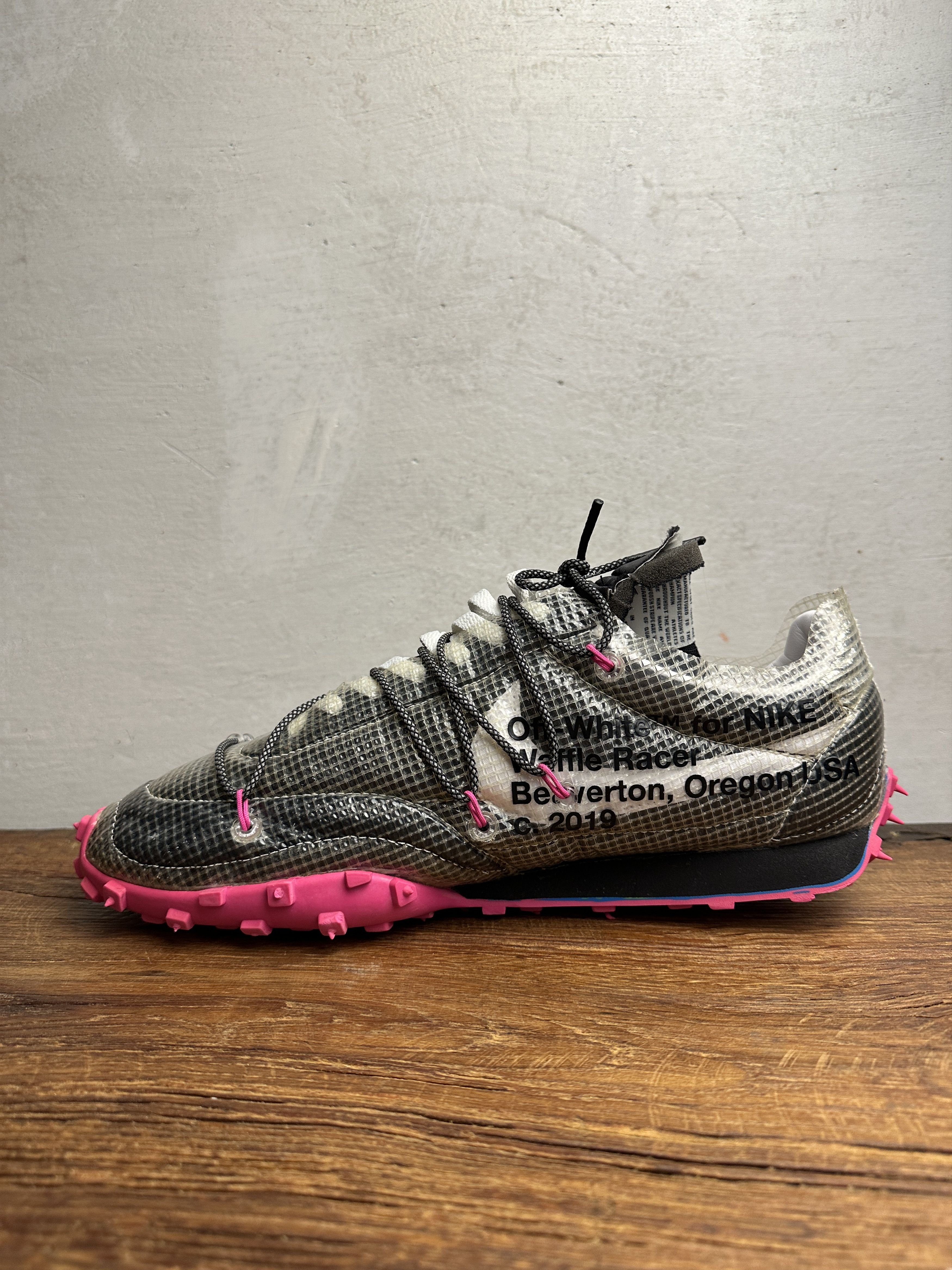 Off-White Off-White x Nike Waffle Racer Fuchsia Sneakers Size US 12 / EU 45 - 3 Thumbnail