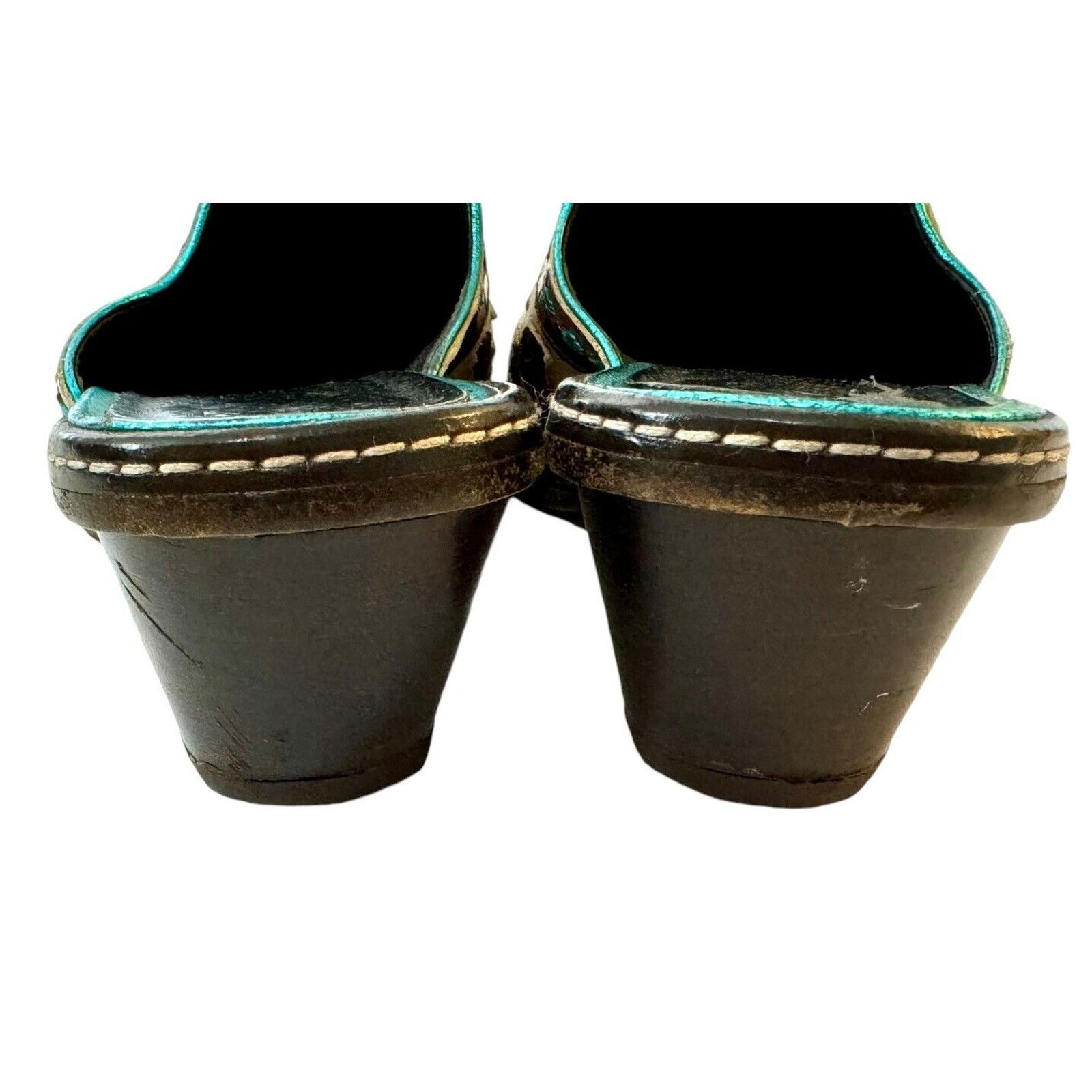 DONALD J. PLINER Juno Leather Brown Western Italian Mules 7M