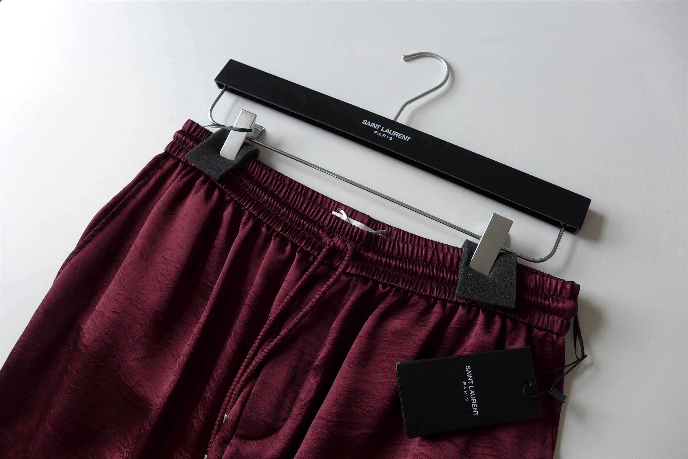 Saint Laurent Paris Saint Laurent Drawstring Track Pants - Burgundy Satin Size US 34 / EU 50 - 9 Thumbnail