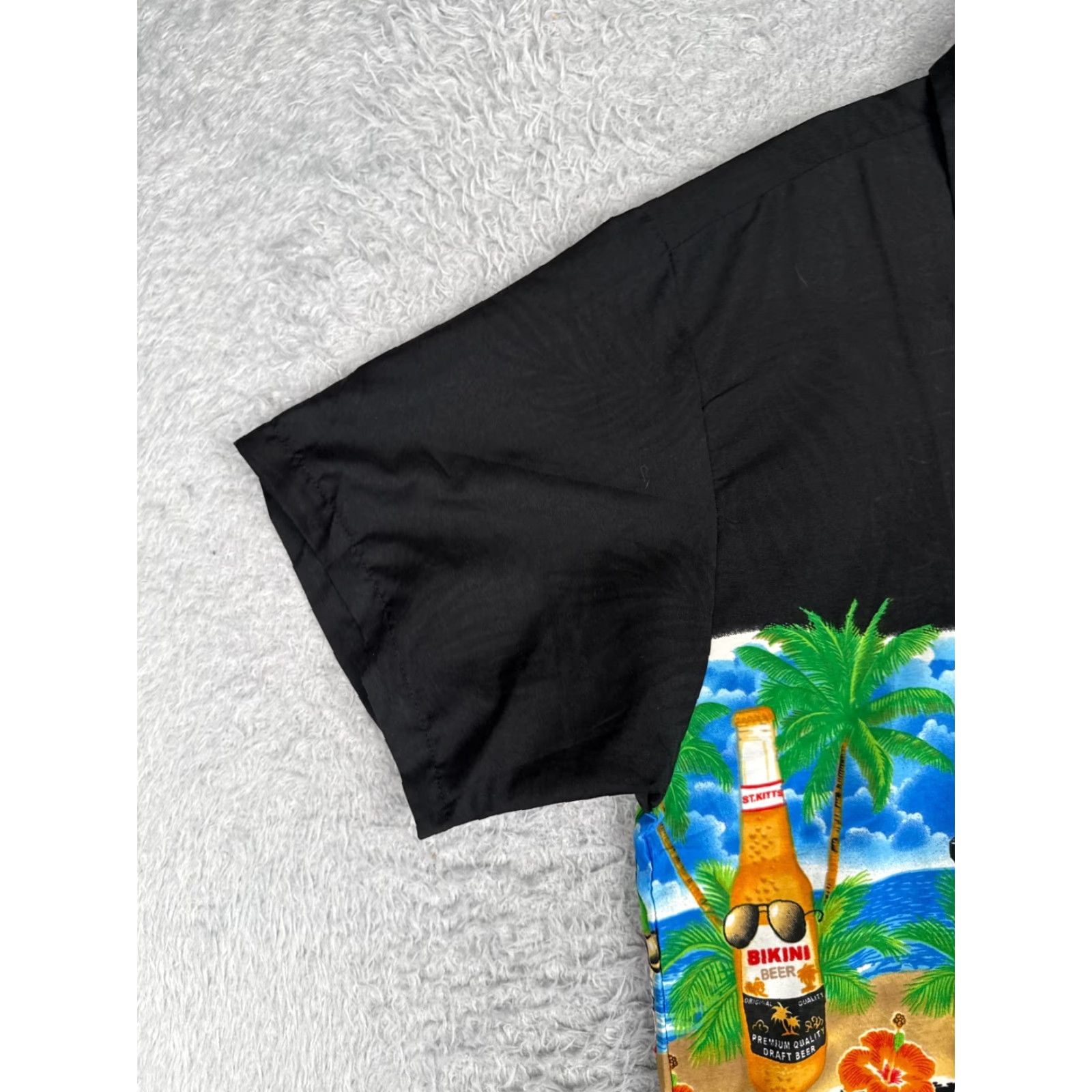 Erima Rima Shirt Men M Black Palm Beer Sunglasses Beach Hawaiian 100% Terivoile Floral Short Sleeve Button-Up Size US M / EU 48-50 / 2 - 3 Thumbnail