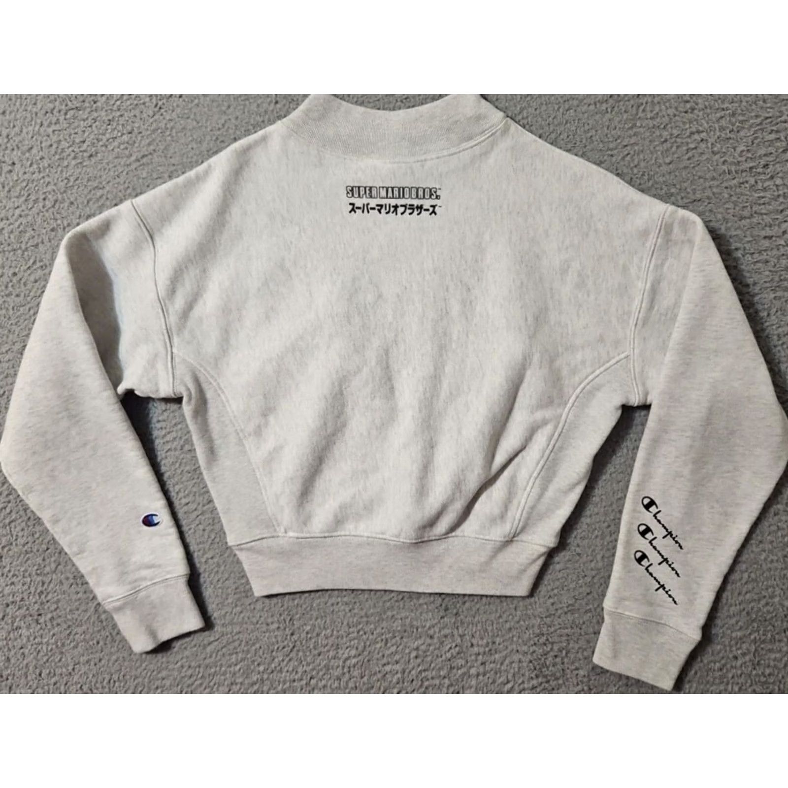 Champion Champion Super Mario Bros Reverse Weave Sweatshirt Womens Small Gray Cropped Size S / US 4 / IT 40 - 2 Thumbnail