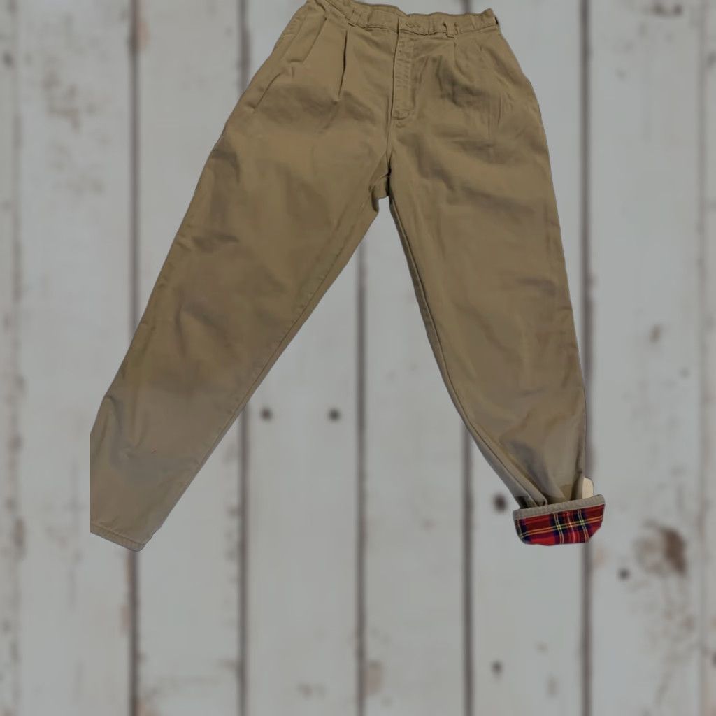 Vintage LL Bean Women's Beige Chino Pants Size 14 Flannel Lined Warm Size 36" / US 14 / IT 50 - 1 Thumbnail