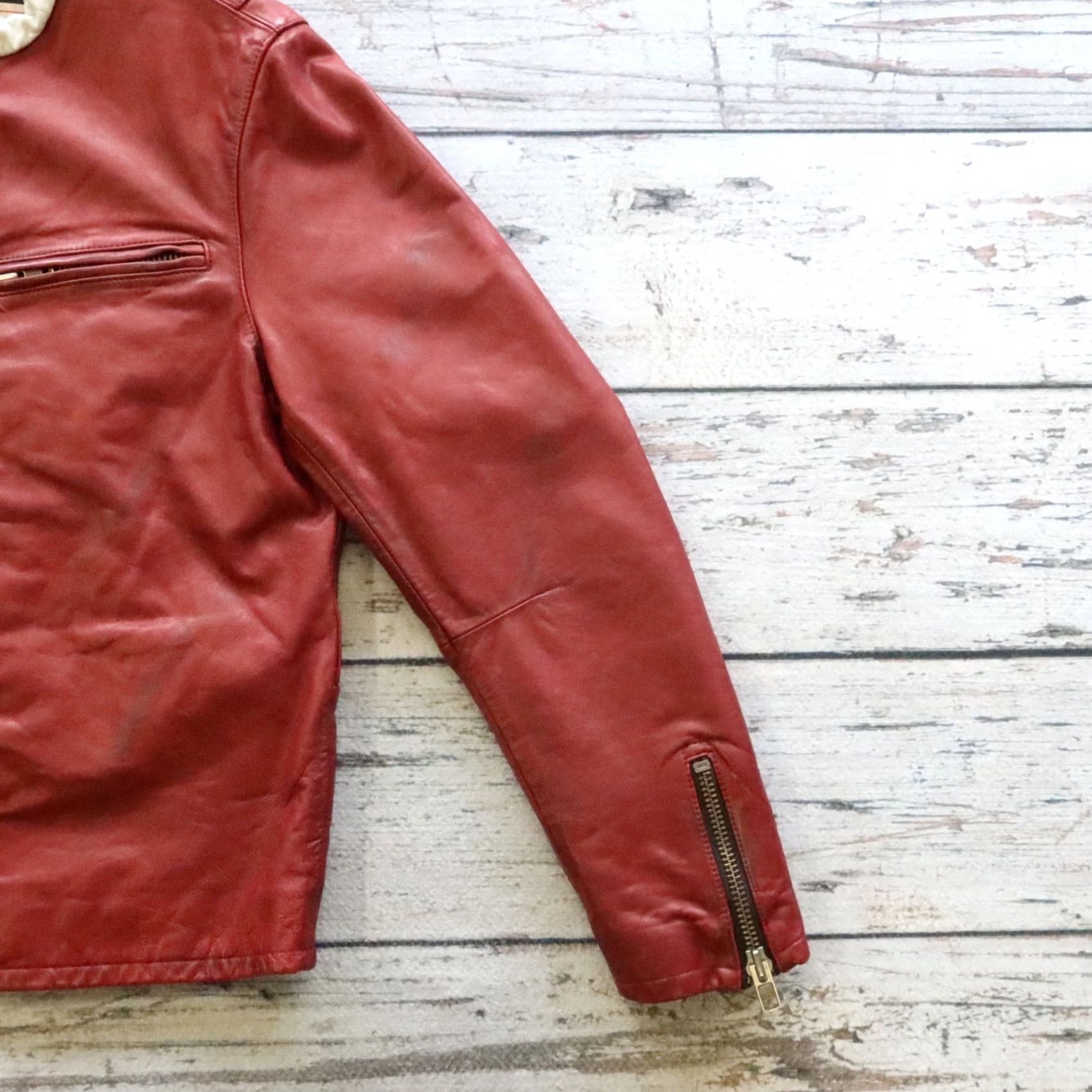 Gap Vintage Gap Jacket Size M RED Leather Cafe Racer Motorcycle Size US M / EU 48-50 / 2 - 5 Thumbnail