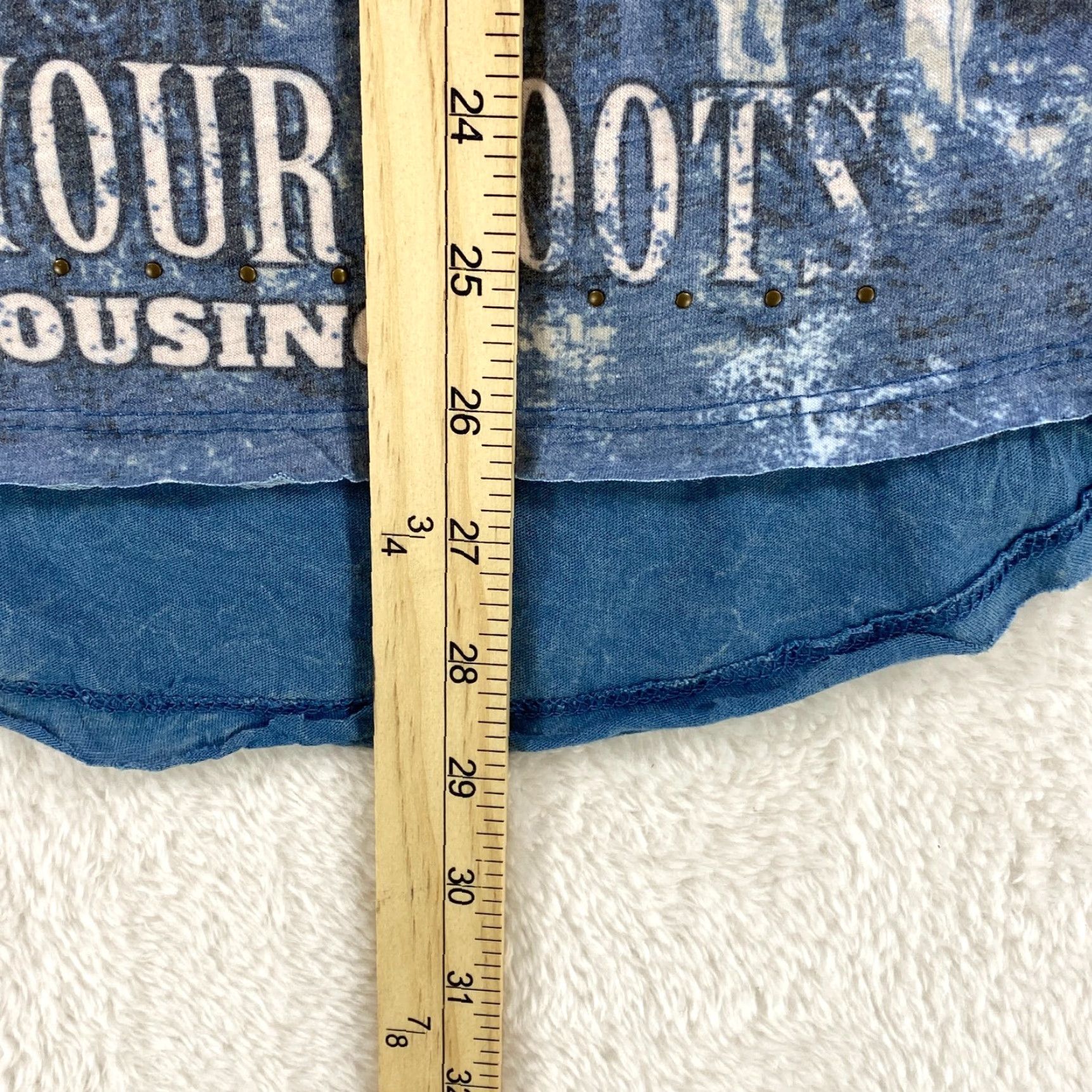 Vintage VINTAGE Panhandle Womens Medium Blue Shirt Short Sleeve Graphic Cowgirl Horses Boots Size M / US 6-8 / IT 42-44 - 6 Thumbnail