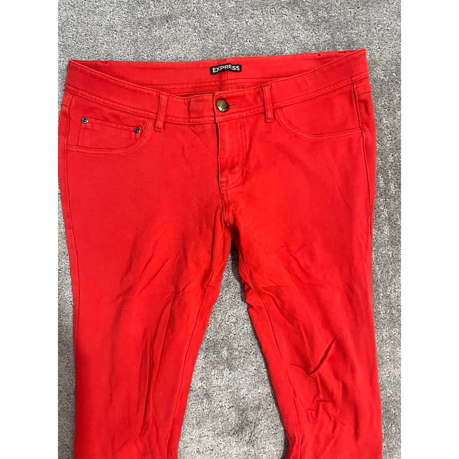 Express VINTAGE EXPRESS Red Knit Skinny Jeans Women Medium M Casual Pants 90s Size 32" / US 10 / IT 46 - 3 Thumbnail