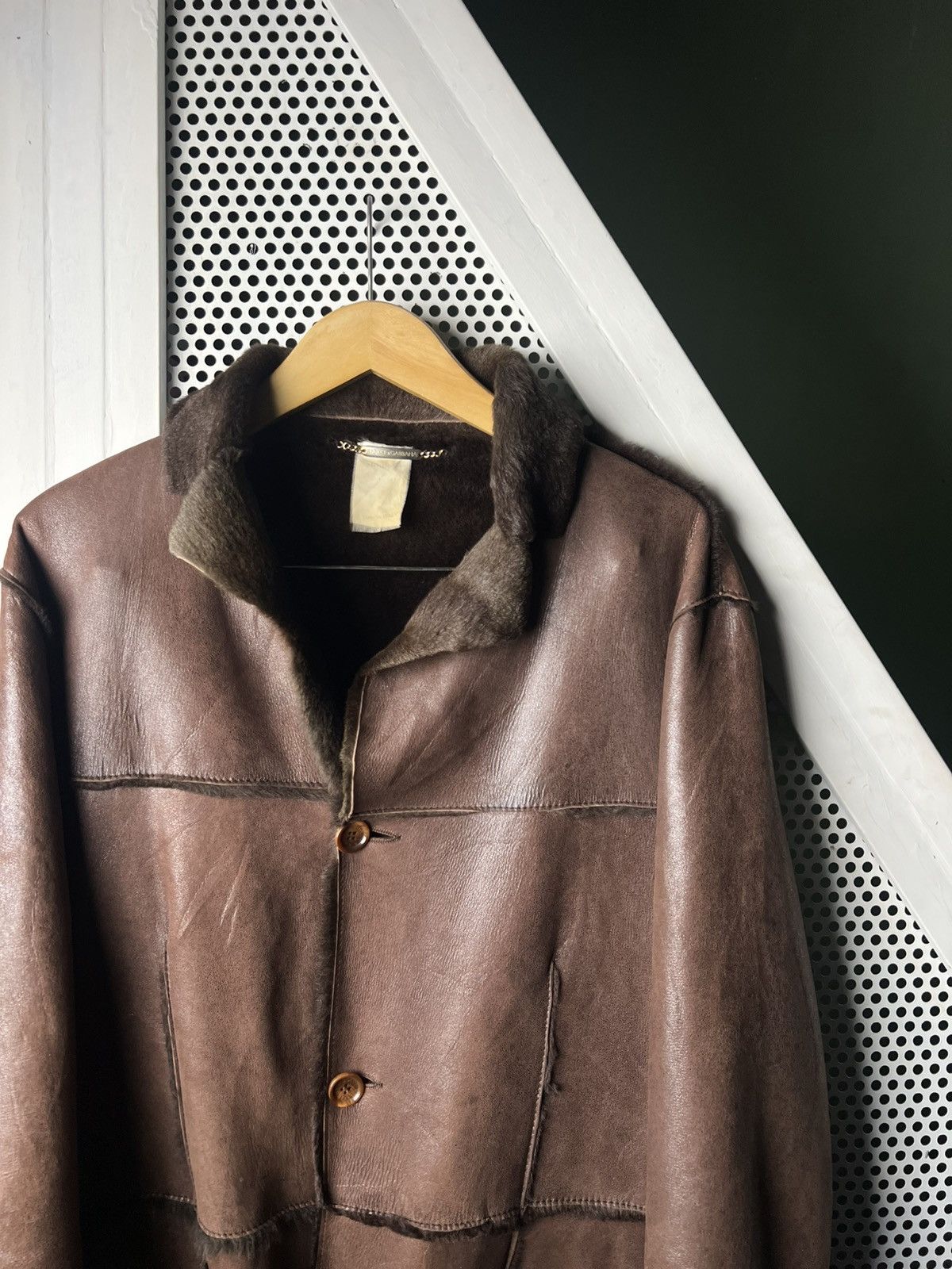 Dolce & Gabbana Vintage 90s Dolce Gabbana Shearling Coat Fur Leather Jacket Size US L / EU 52-54 / 3 - 3 Thumbnail