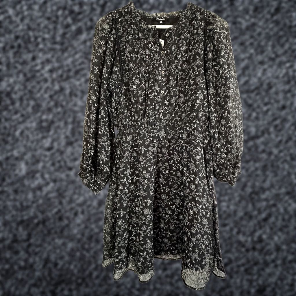 Madewell Madewell Dress Mini Ruffle-Neck Button-Front Dotted Vines XS New Women's Black Floral Queen Yellow? Size XS / US 0-2 / IT 36-38 - 1 Thumbnail