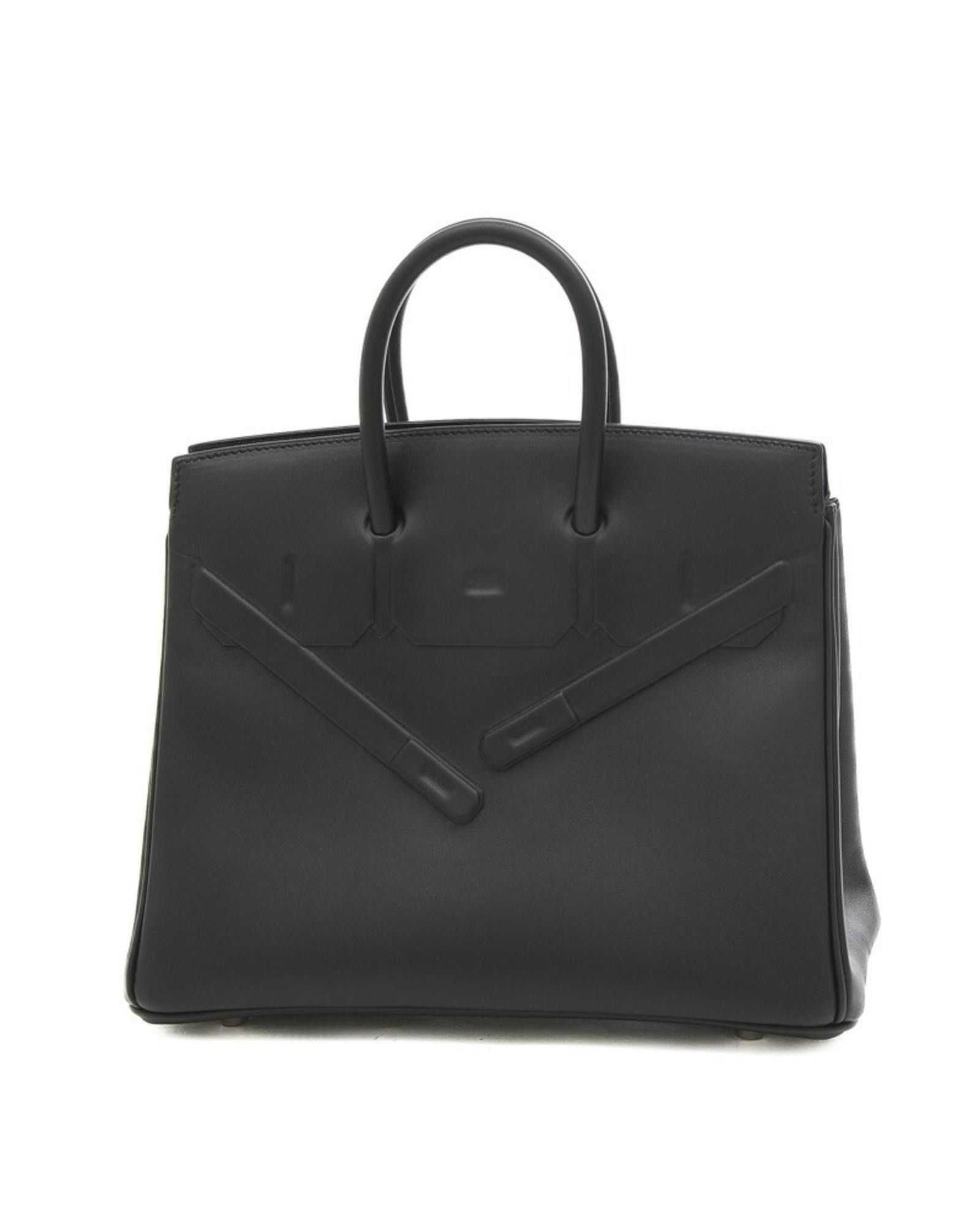 image of Hermes Elegant Leather Handbag With Box And Dust Bag in Black, Women's