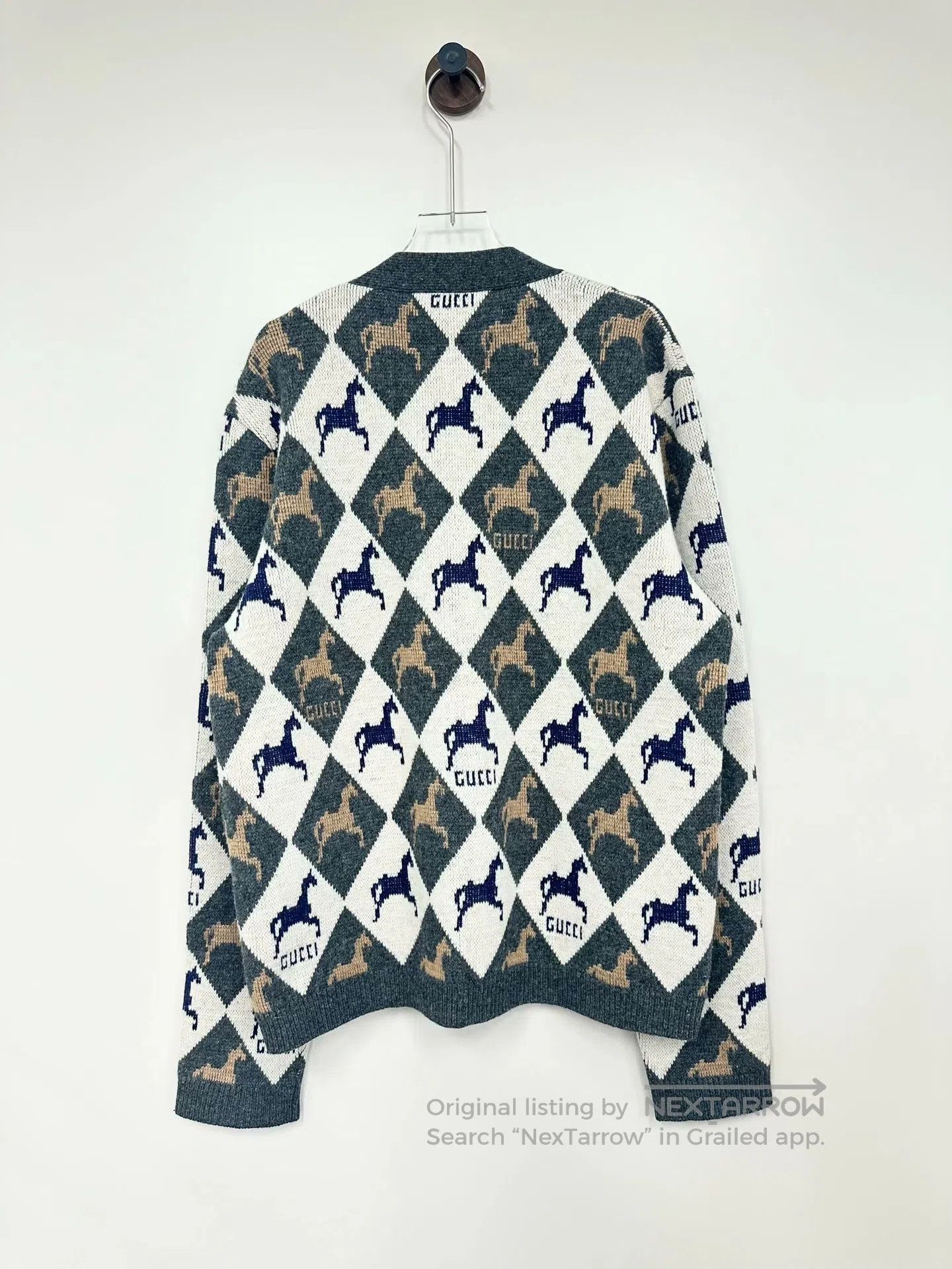 Gucci Guicci Gray and Black Diamond Full-Print Pony Logo Open Ca Size US S / EU 44-46 / 1 - 2 Thumbnail