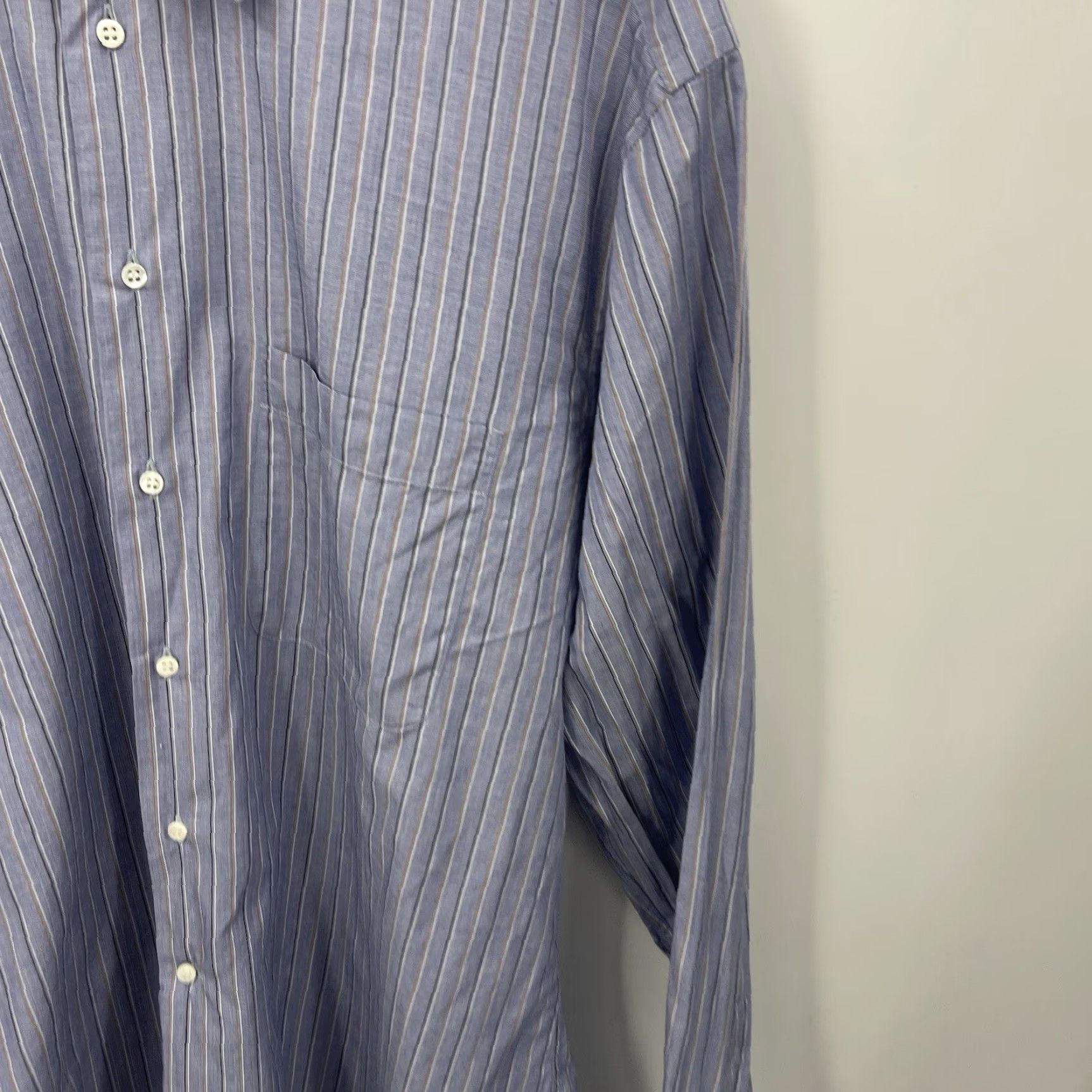Ermenegildo Zegna VINTAGEErmenegildo Zegna Shirt Mens XL 16 Striped Blue Preppy Cotton Pocket Button Shirt Size US XL / EU 56 / 4 - 5 Thumbnail