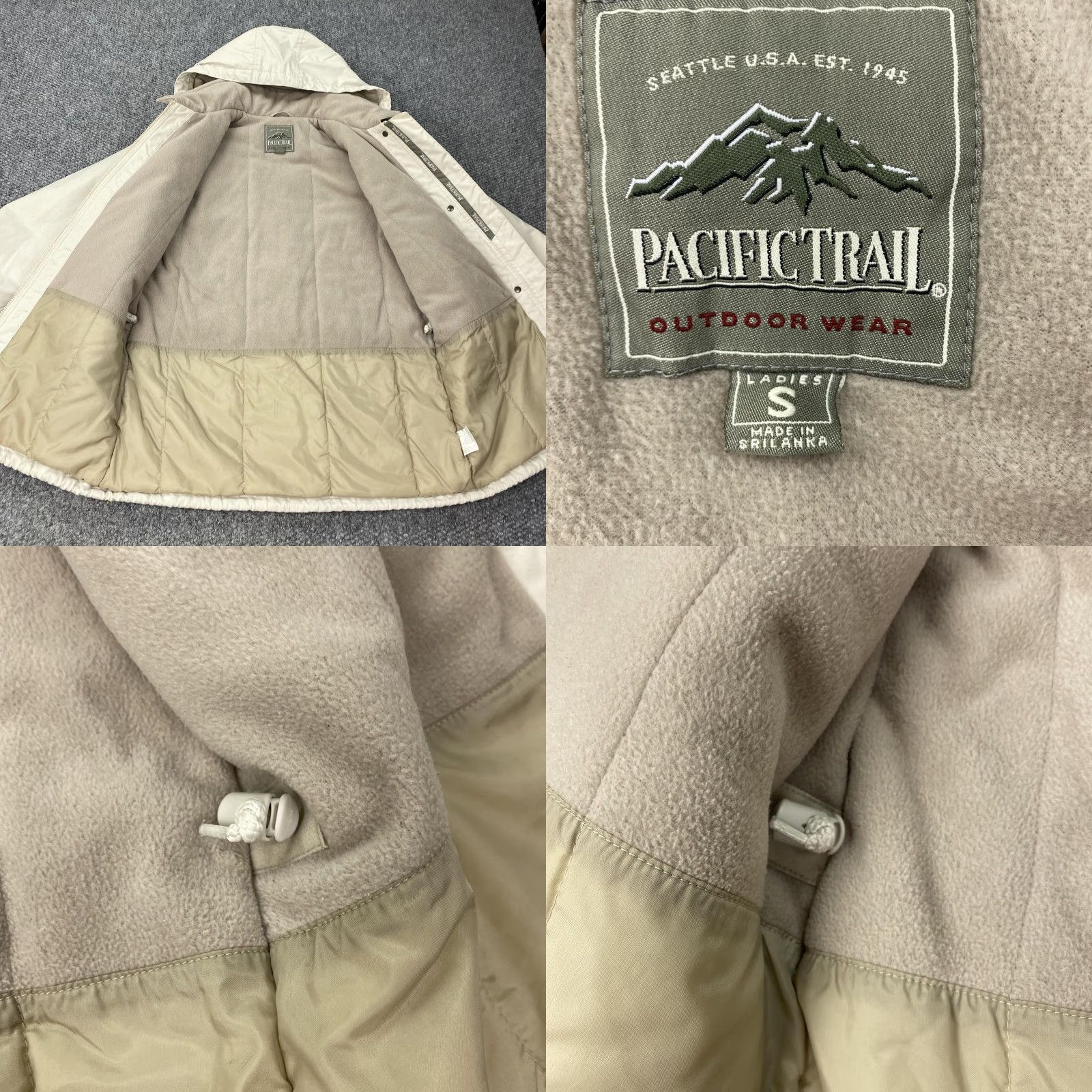 Vintage Pacific Trail Jacket Womens Small Beige Hooded Parka Fleece Lined Insulated Size S / US 4 / IT 40 - 8 Thumbnail