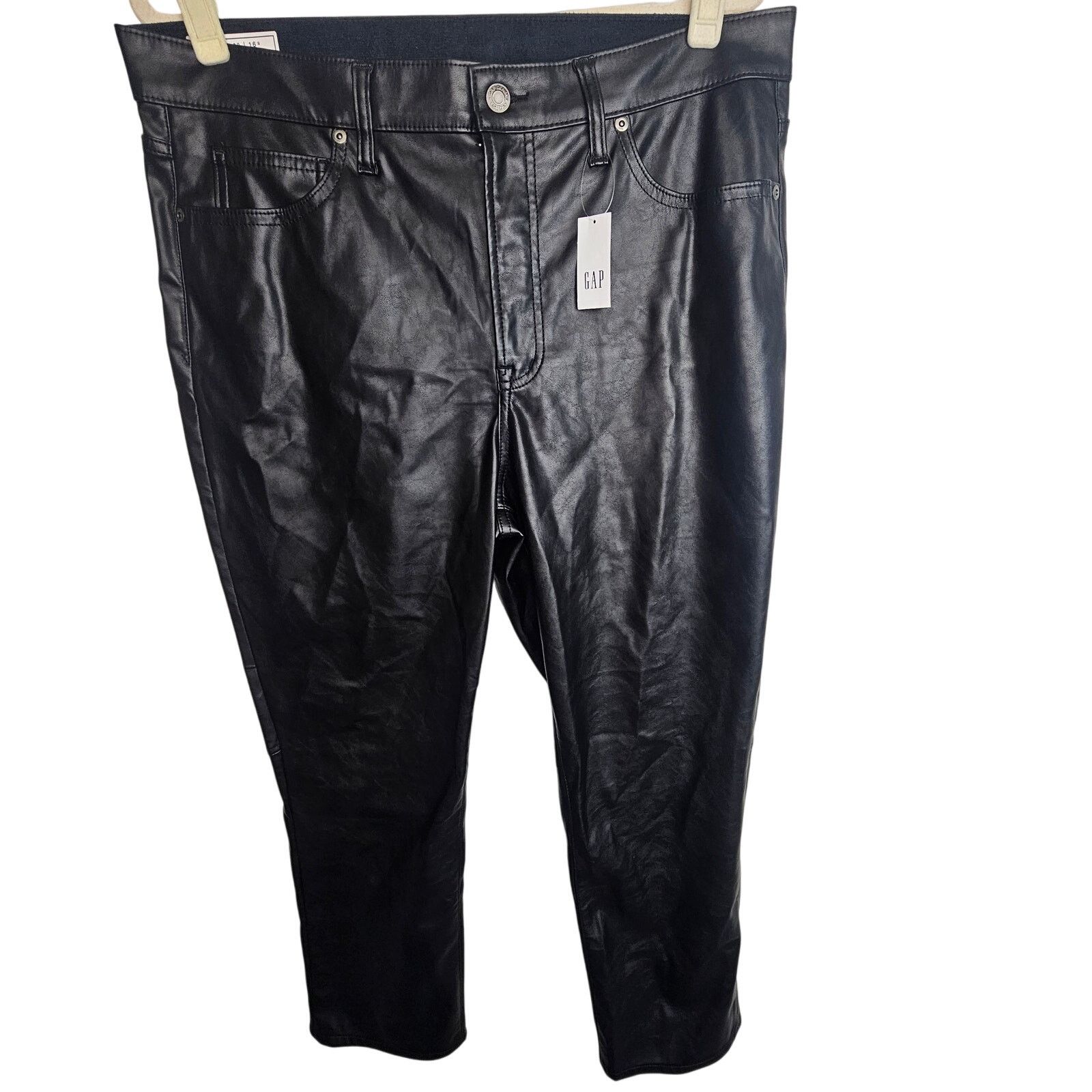 Gap GAP Womens Vintage Slim High Rise Faux Leather Retro Pants Size 36" / US 14 / IT 50 - 1 Thumbnail